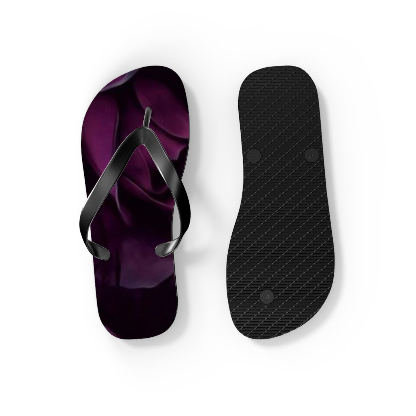Dark Purple Floral Design Flip Flops