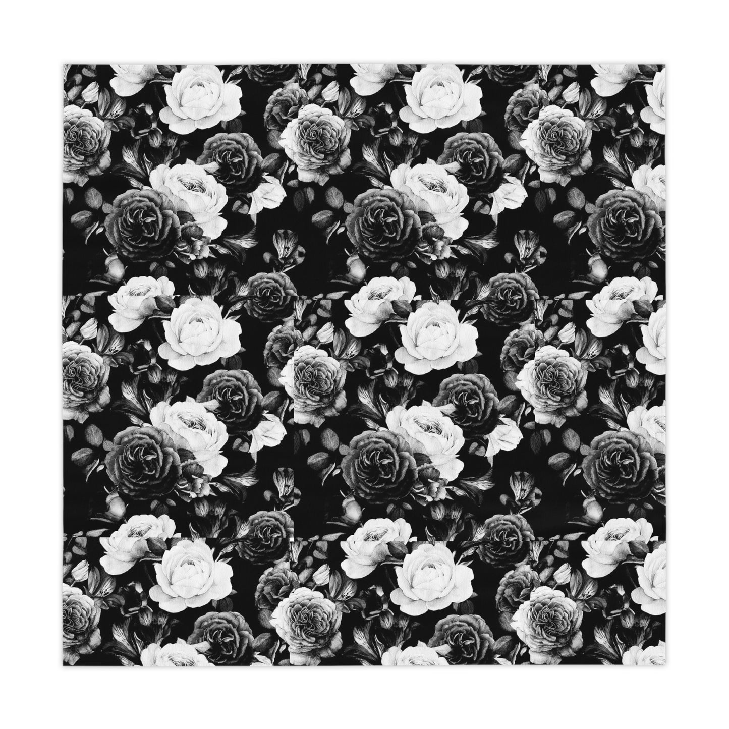 Black and White Floral Design Tablecloth