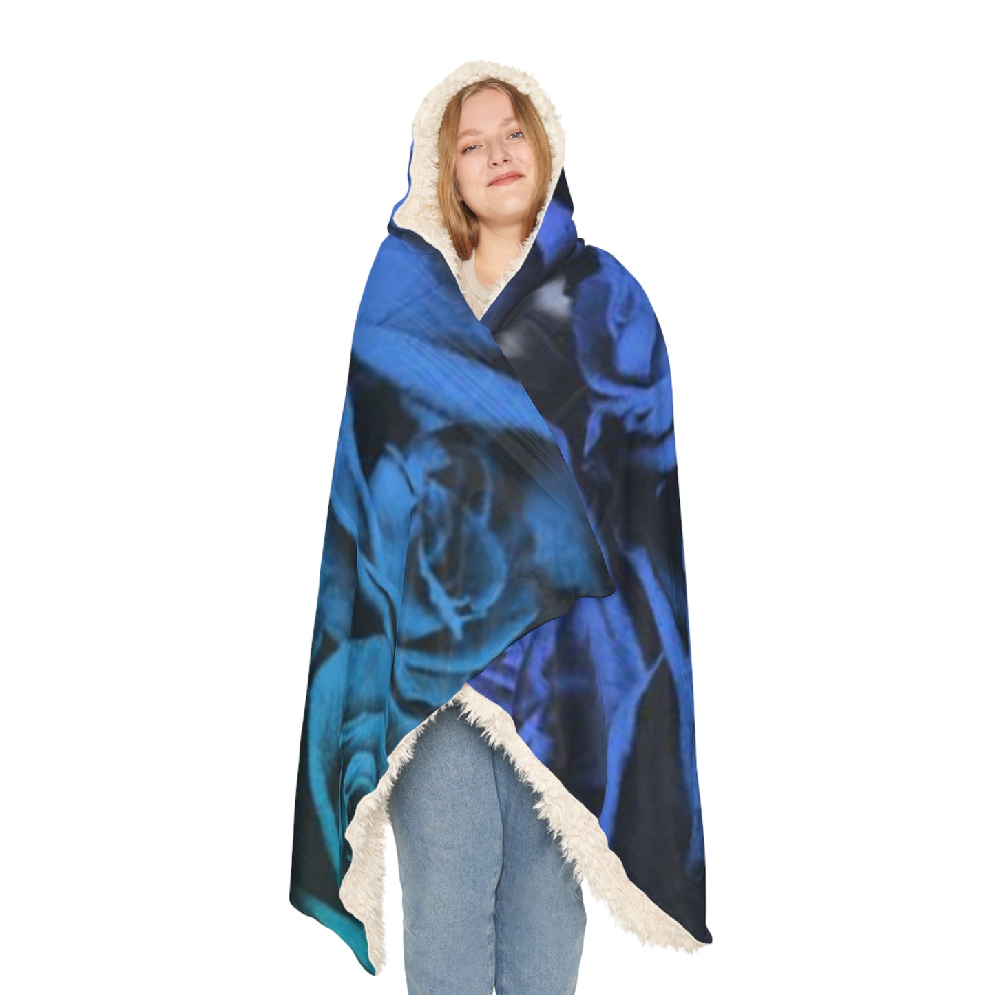 Blue Roses Hood Blanket