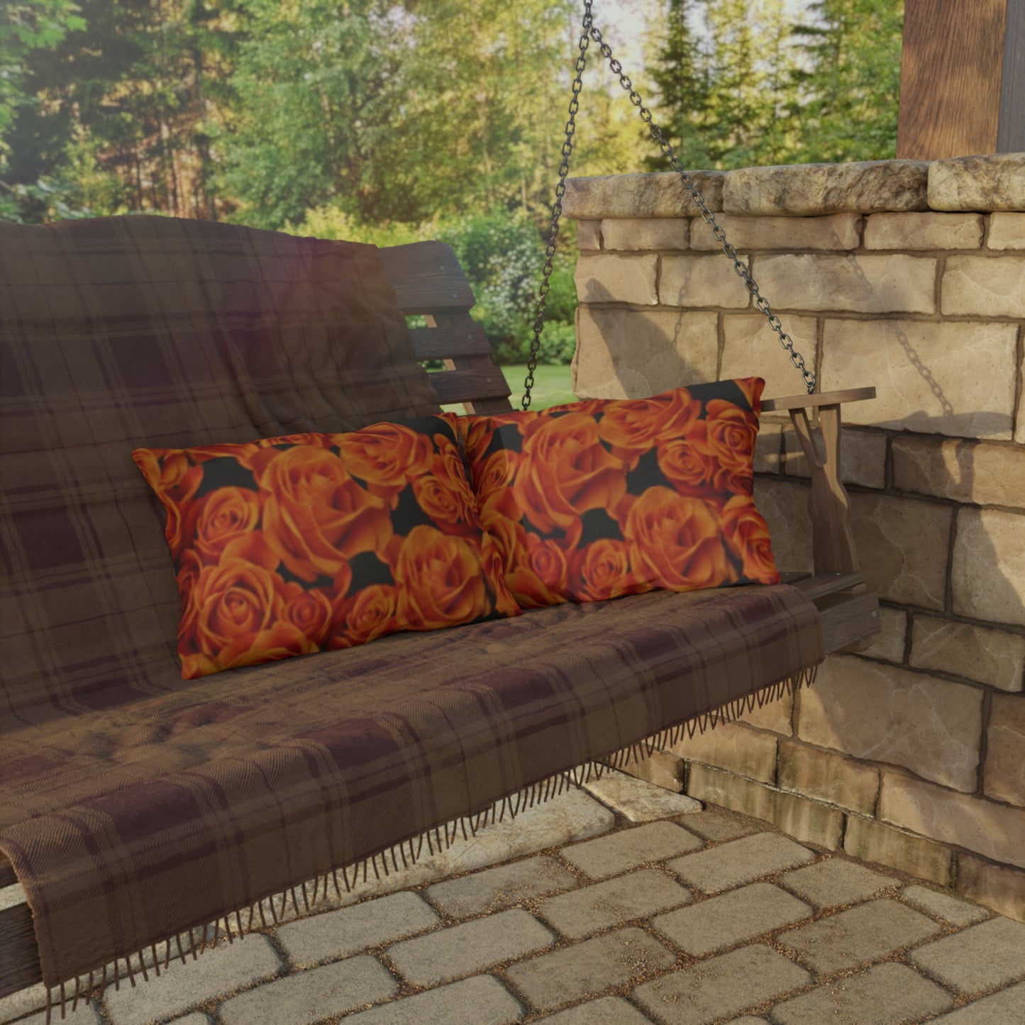 Orange Roses Outdoor Pillow