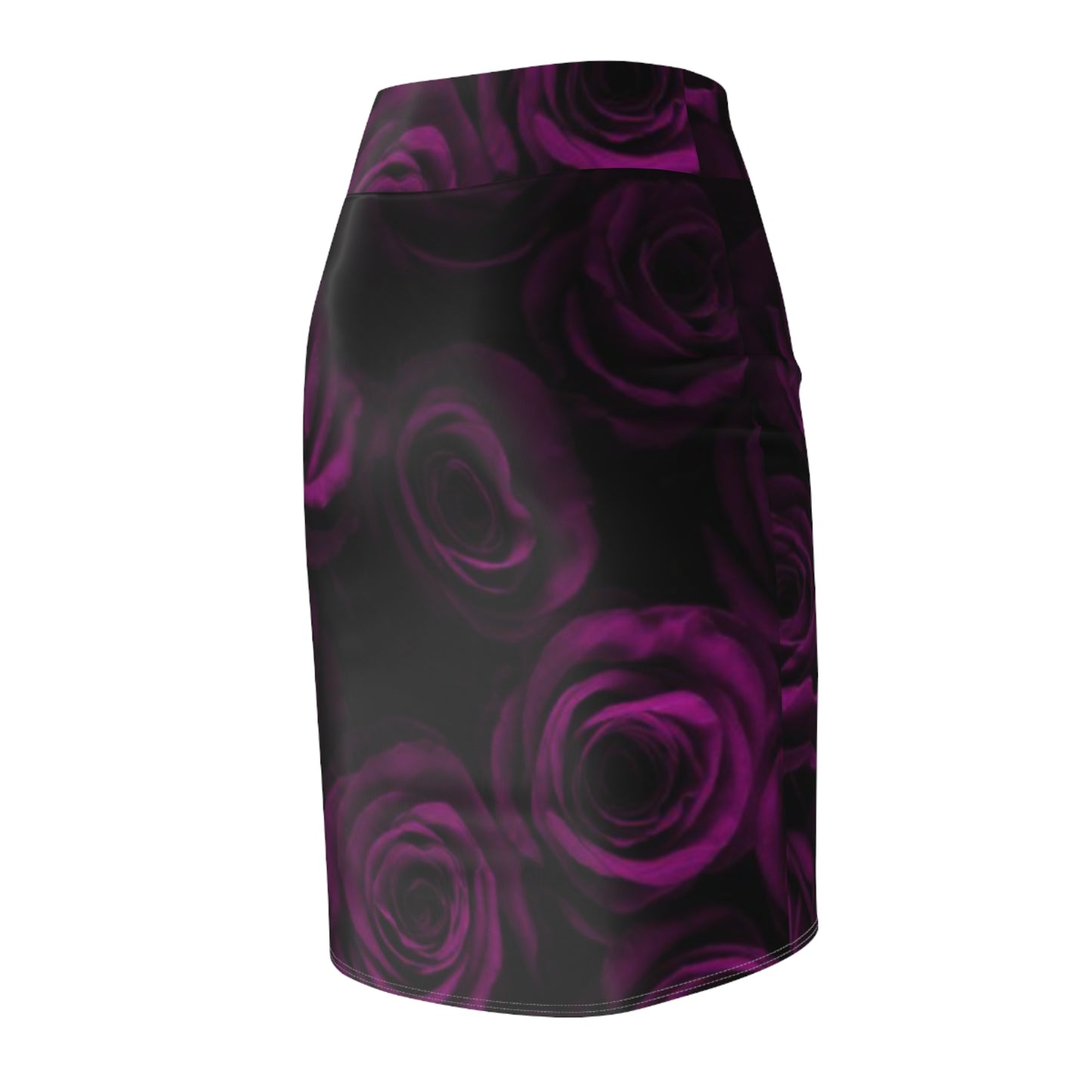 Dark Purple Roses Pencil Skirt