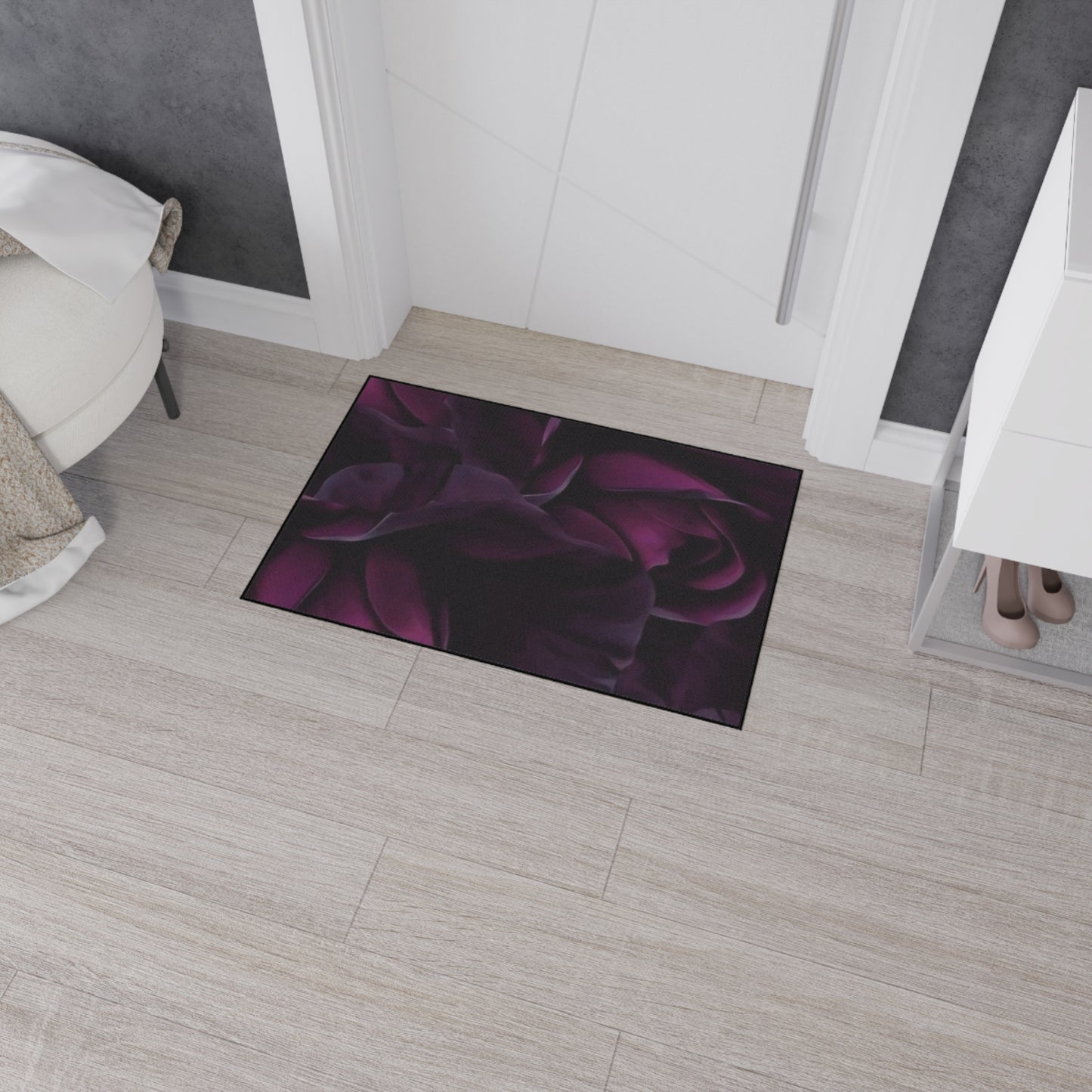 Dark Purple Floral Heavy Duty Floor Mat