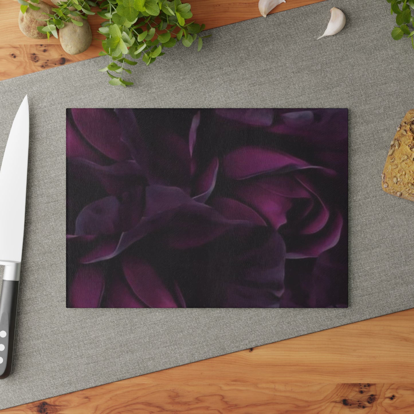 Dark Purple Floral Cutting Board