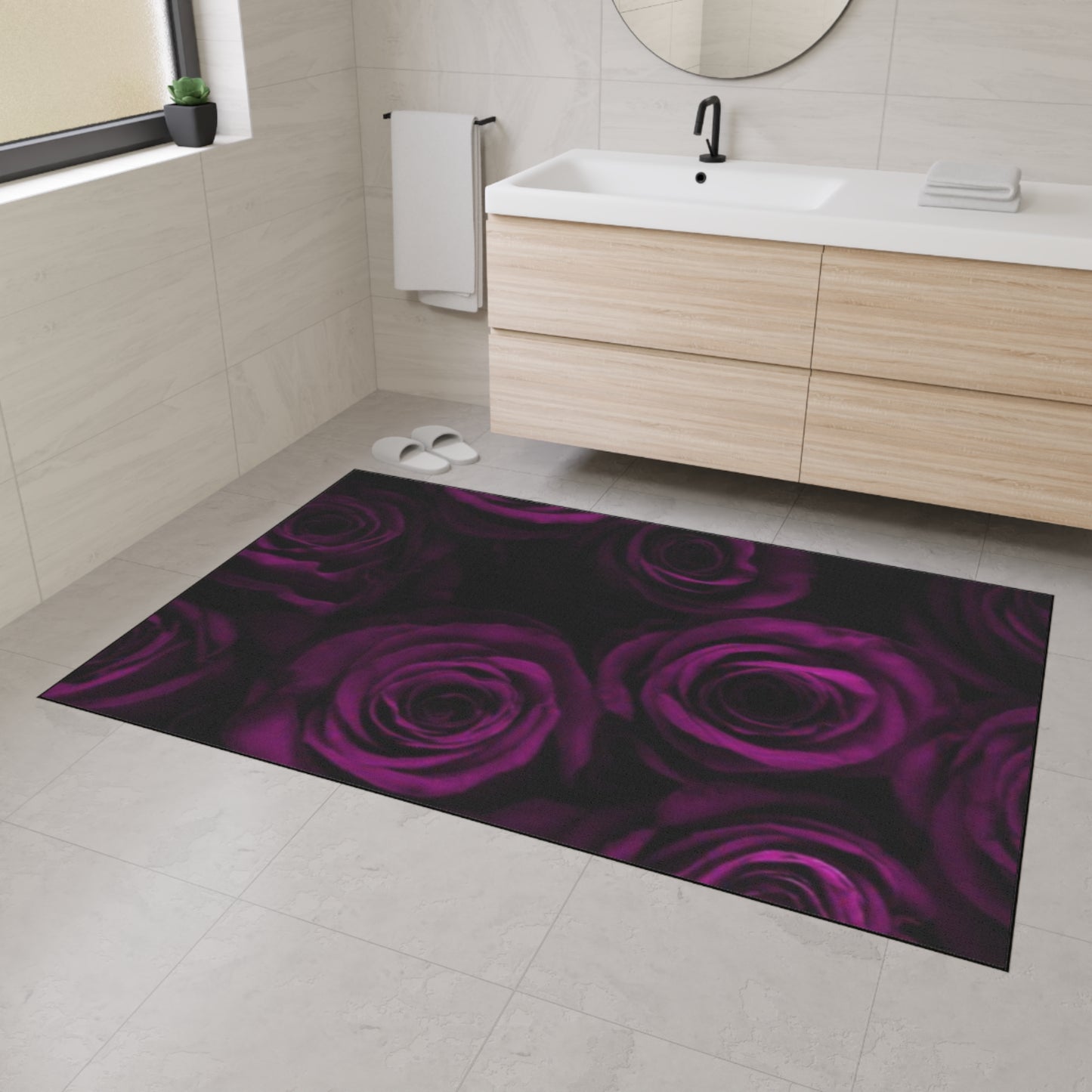 Dark Purple Roses Heavy Duty Floor Mat