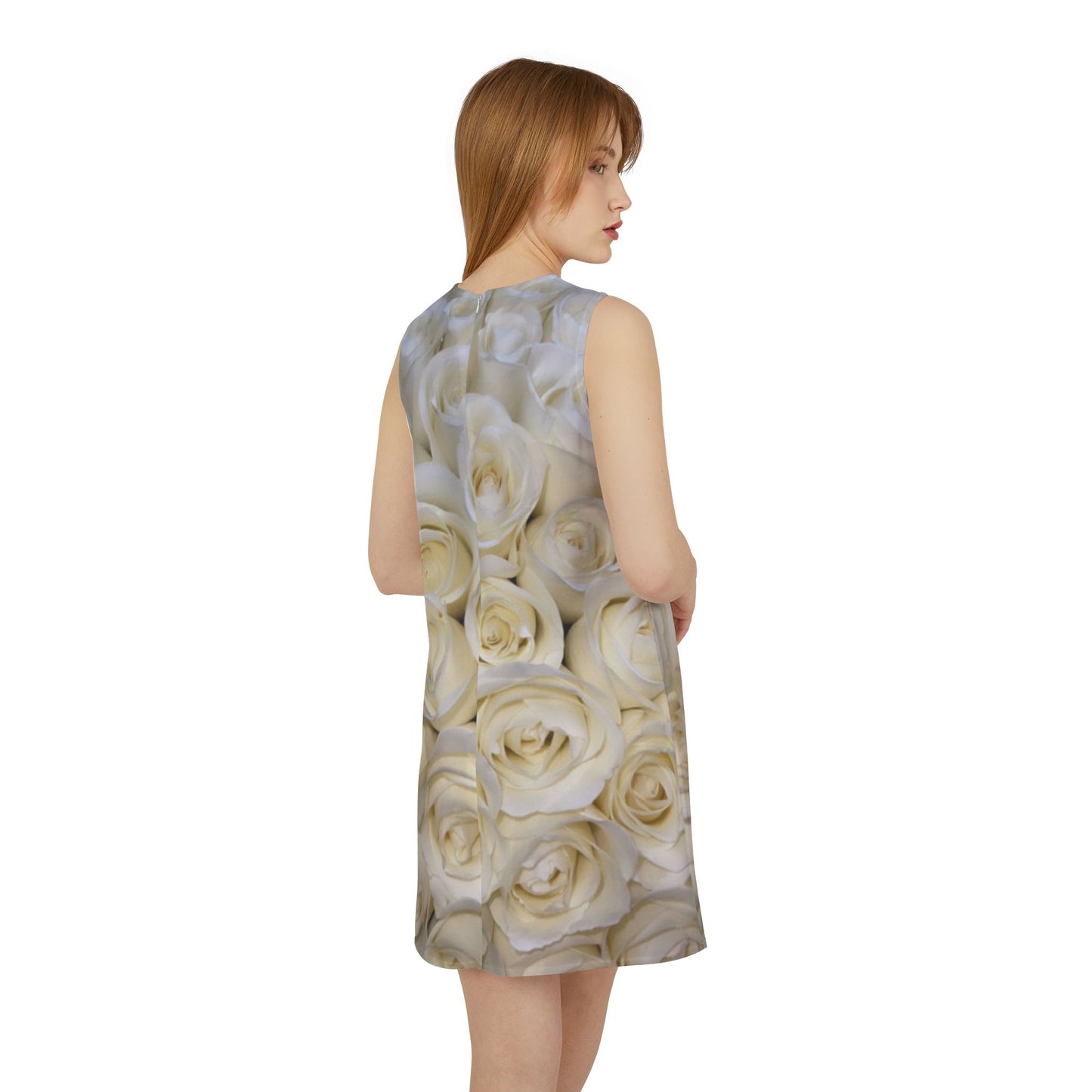 White Roses Sleeveless Dress