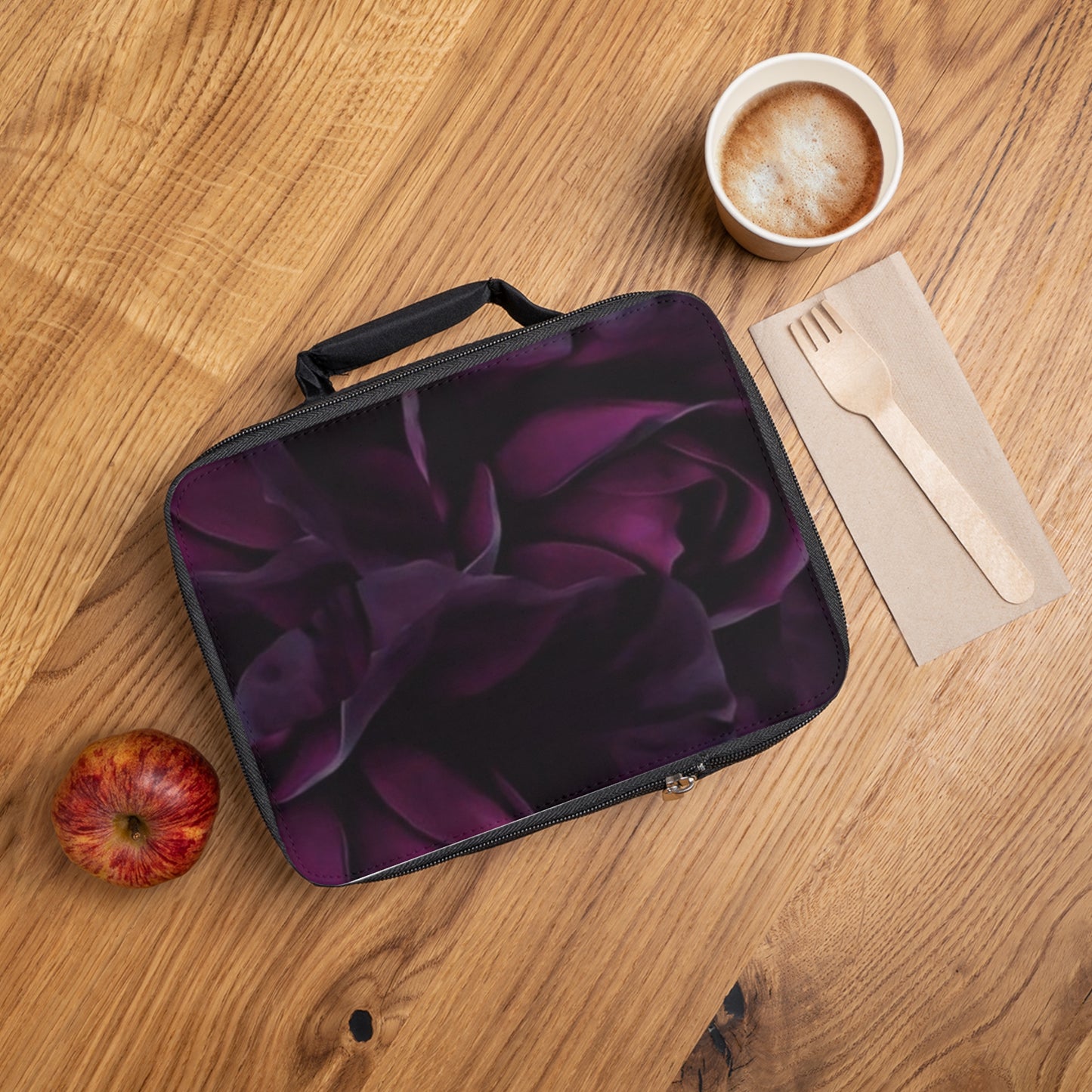Dark Purple Floral Lunch Bag