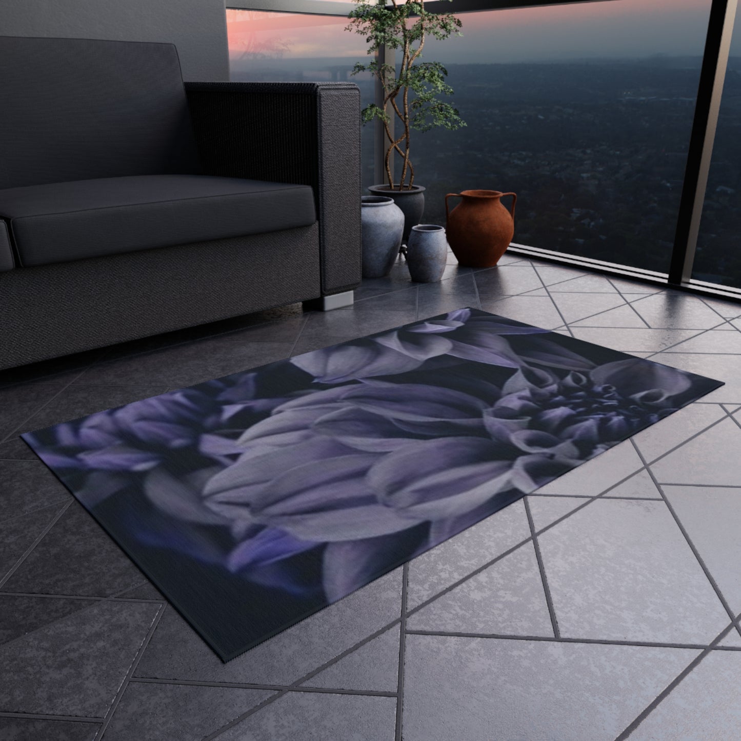 Blue Dahlia Outdoor Rug