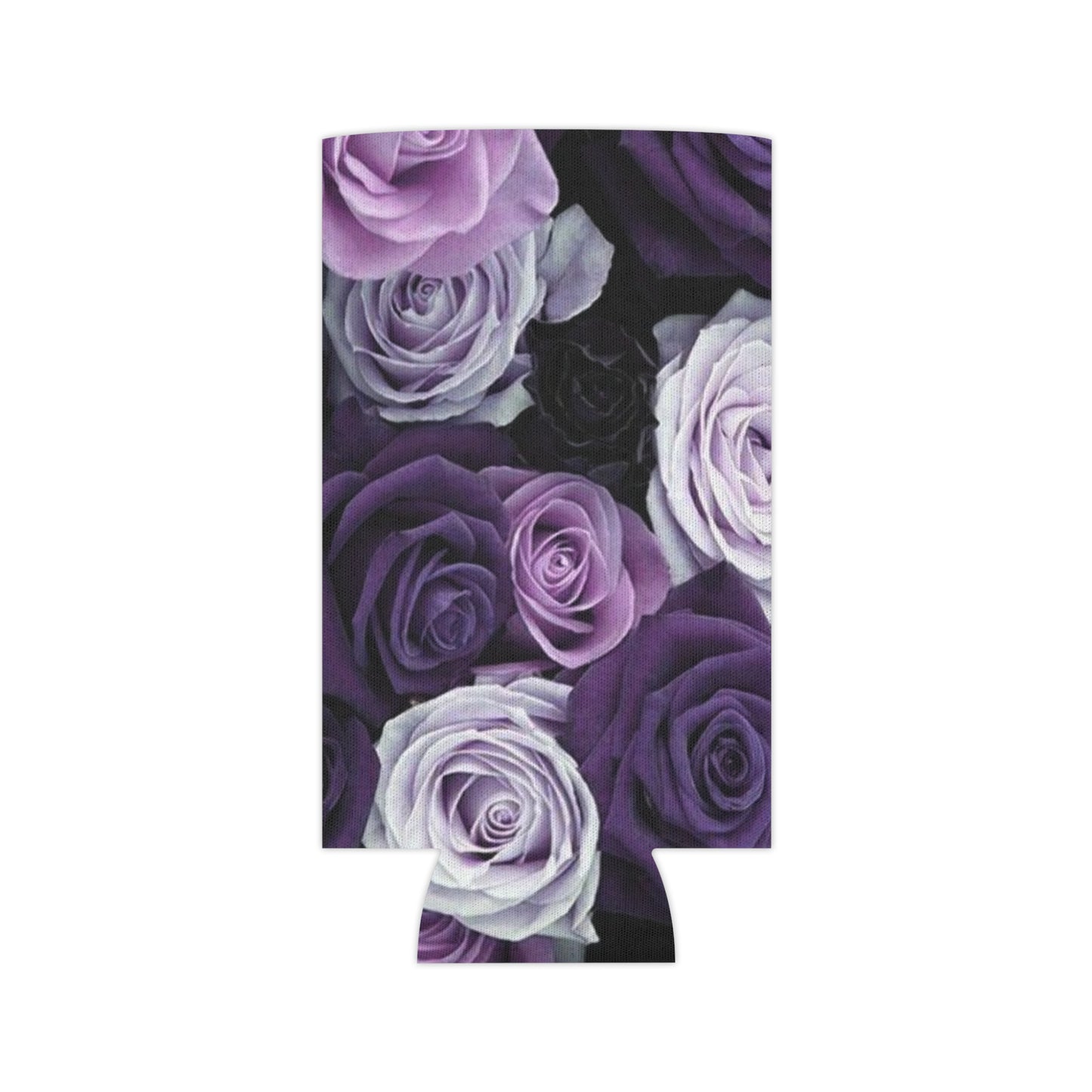 Floral Can Cooler - Purple Roses Design
