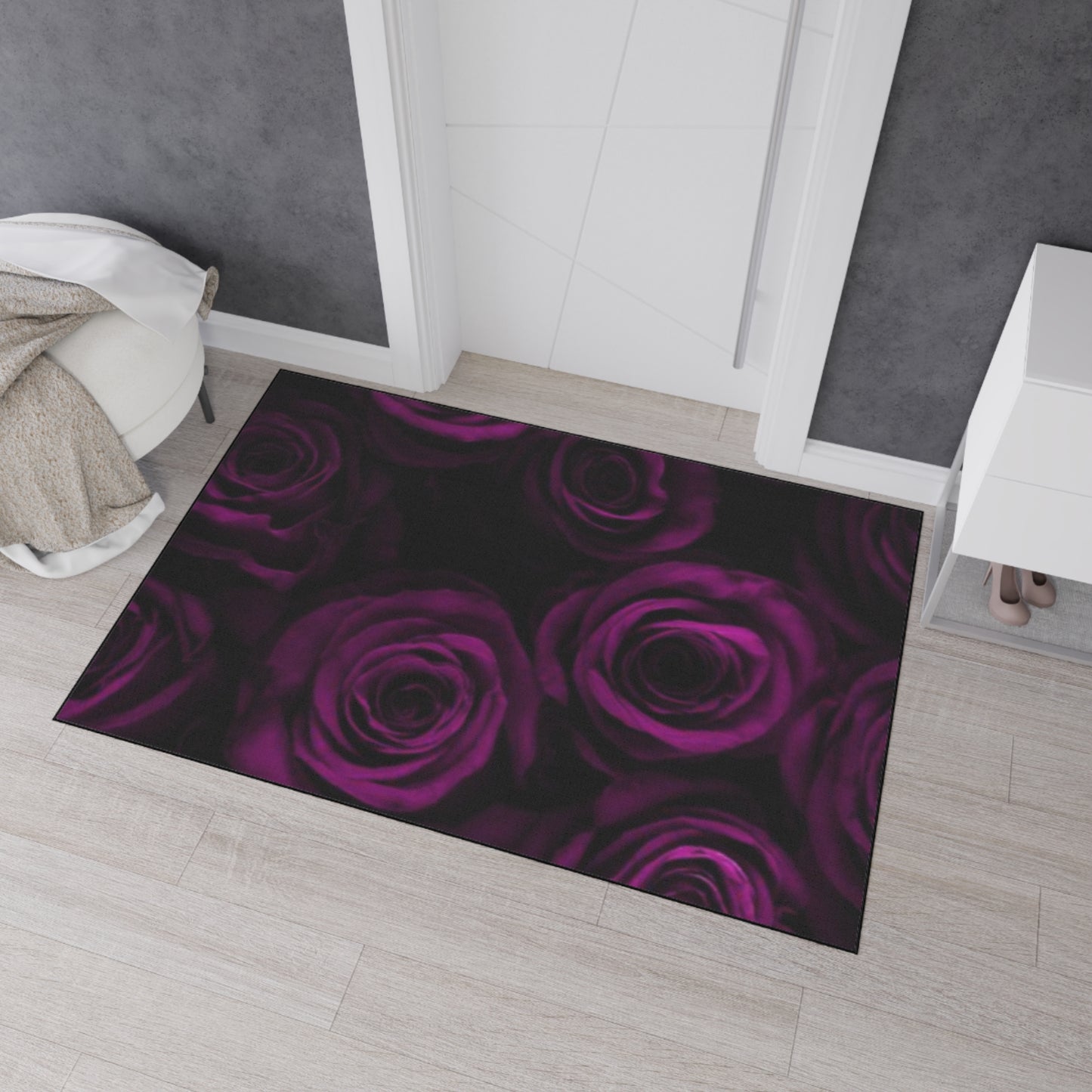 Dark Purple Roses Heavy Duty Floor Mat