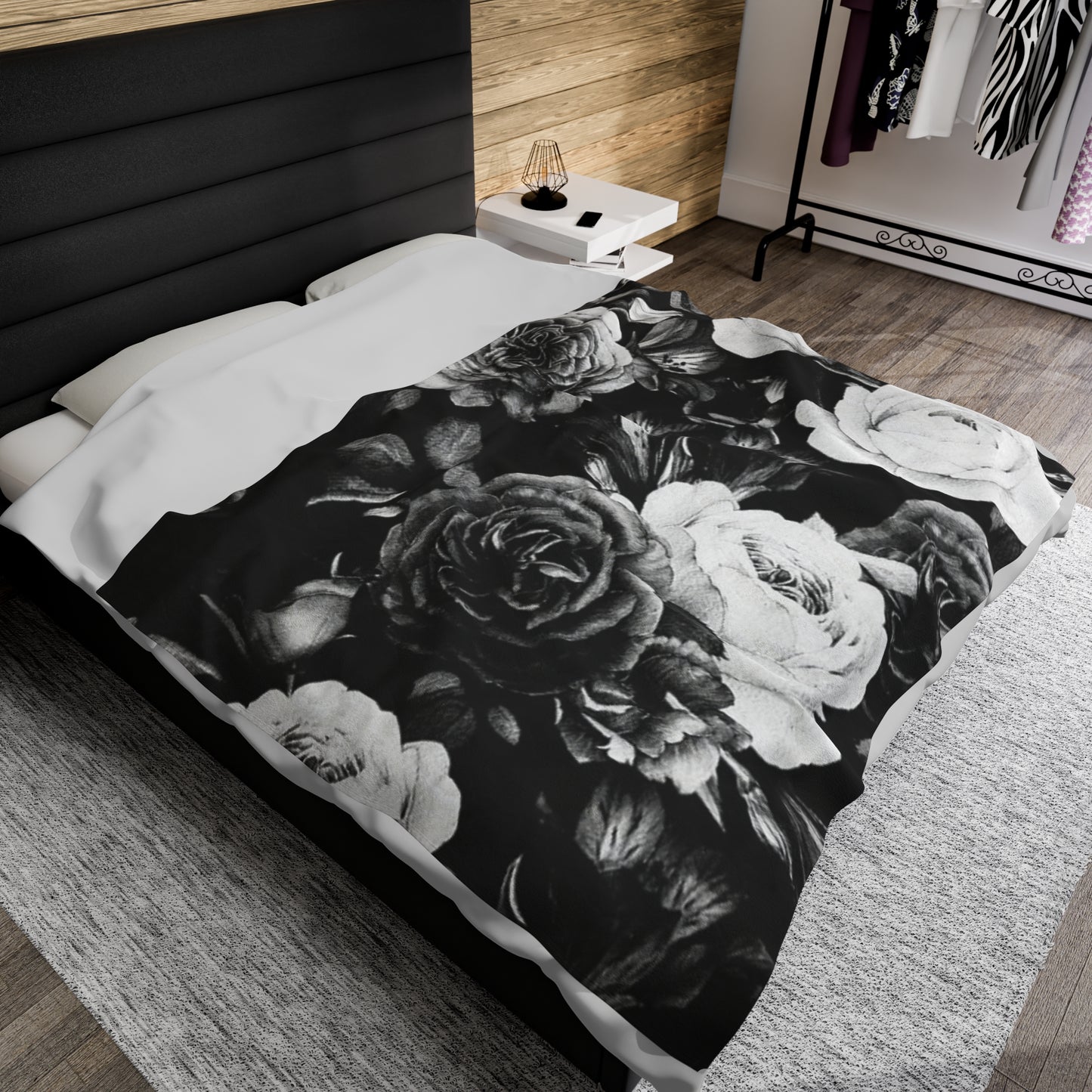 Black & White Floral Blanket
