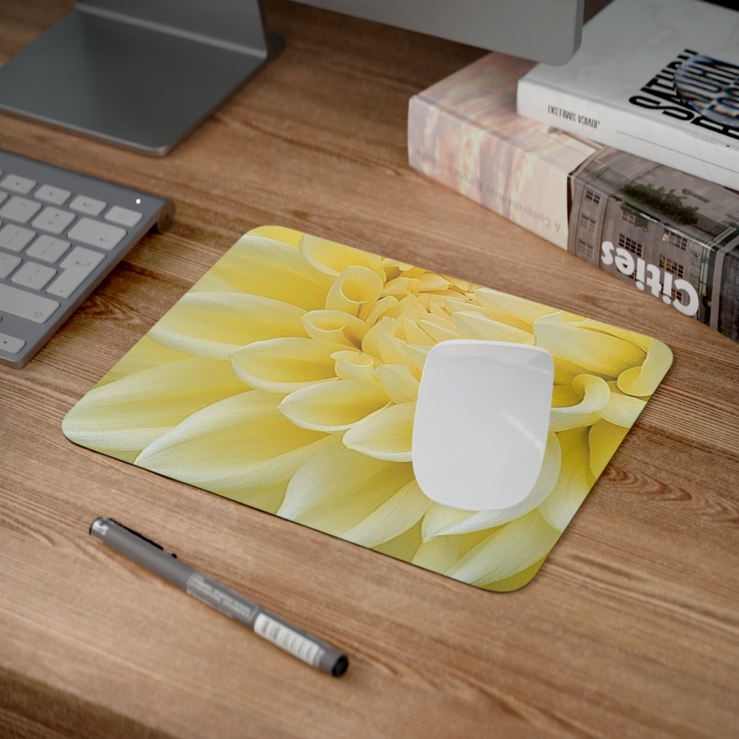 Yellow Dahlia Desk Mouse Pad