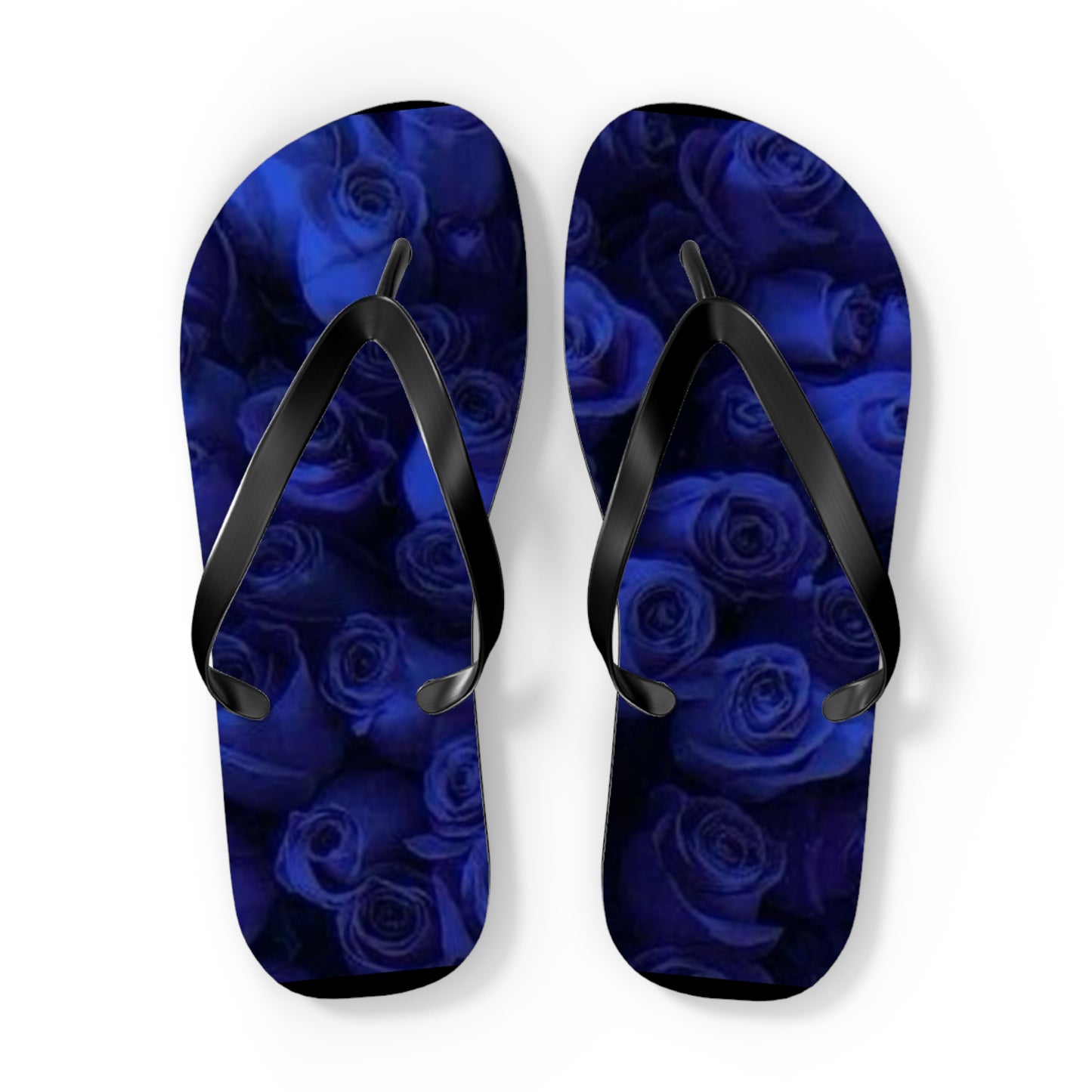 Dark Blue Roses Flip Flops