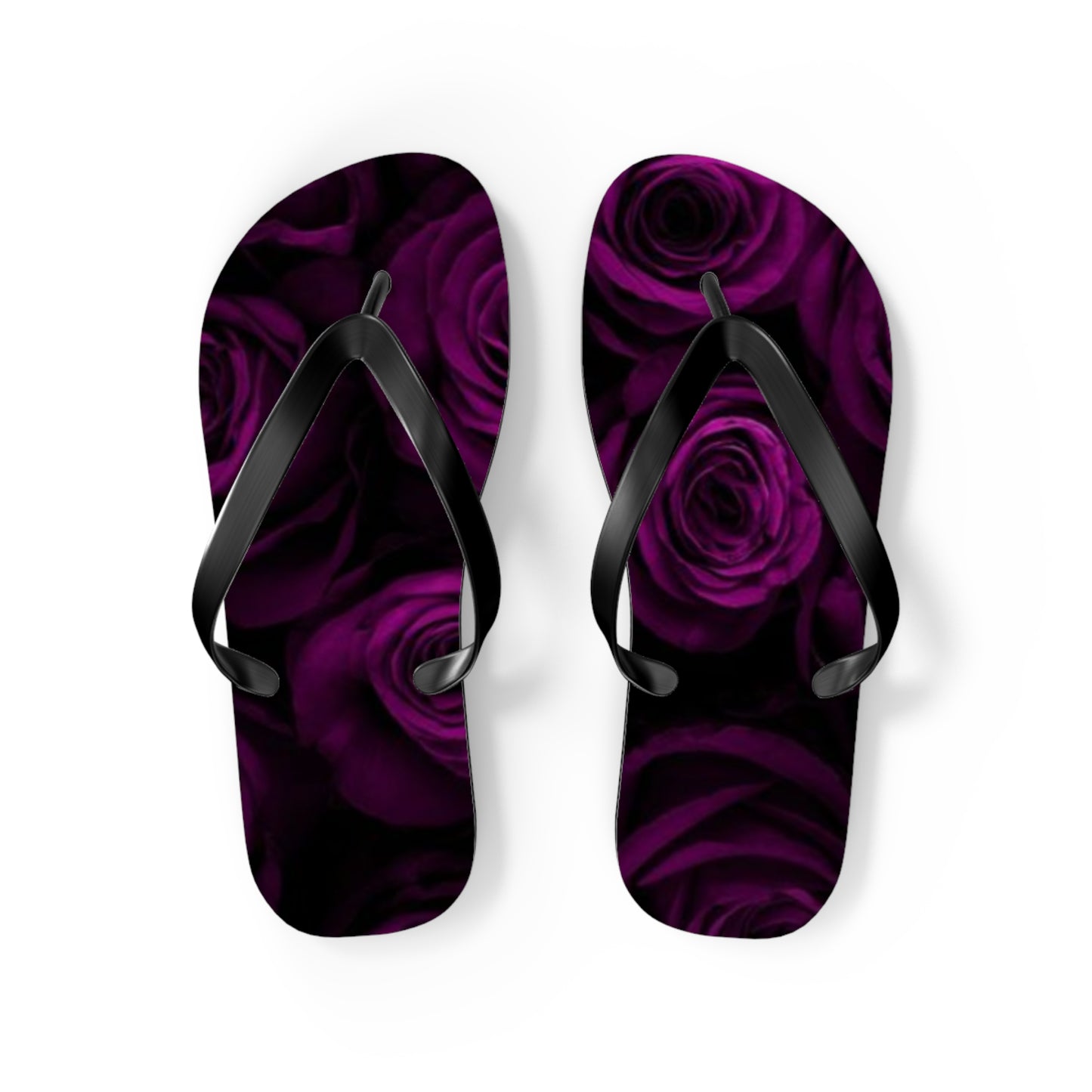 Dark Purple Roses Flip Flops