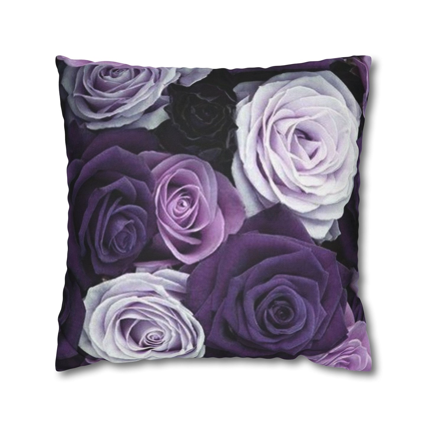 Purple Roses Floral Square Pillowcase