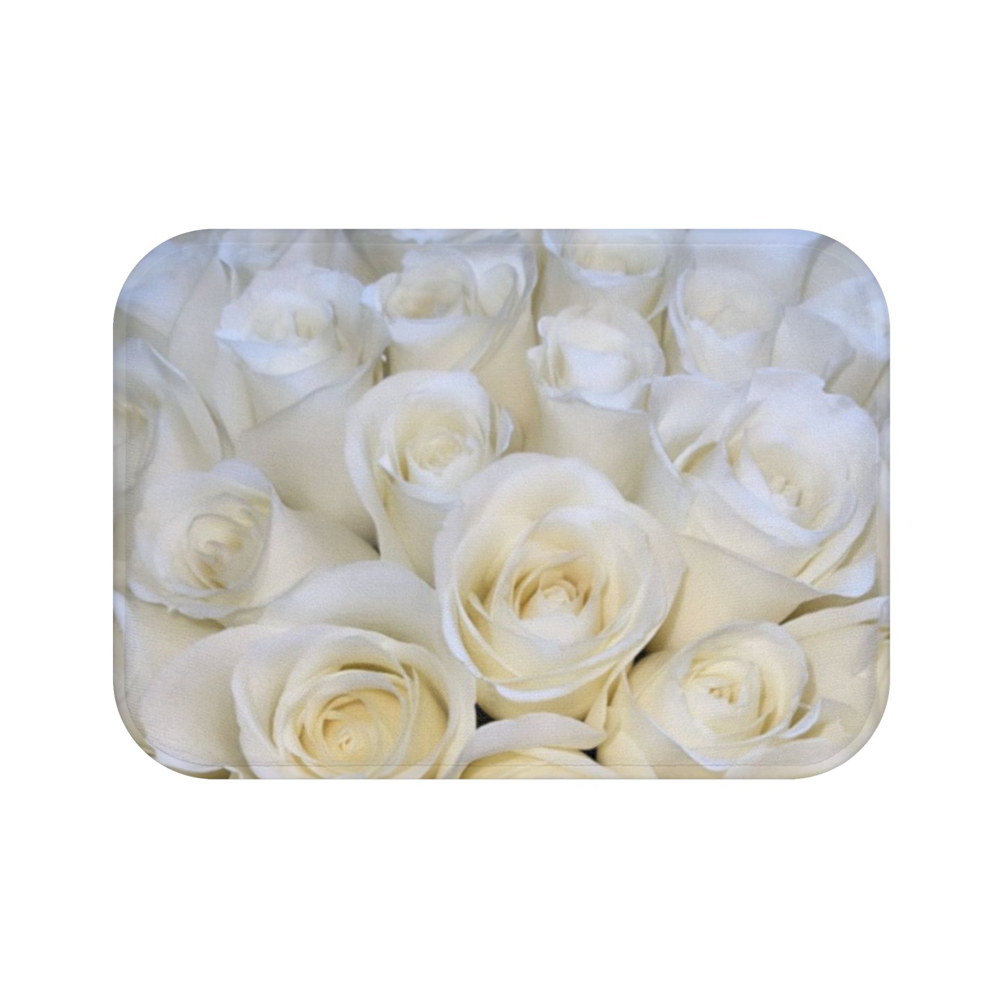 White Roses Floral Bath Mat Anti Slipping