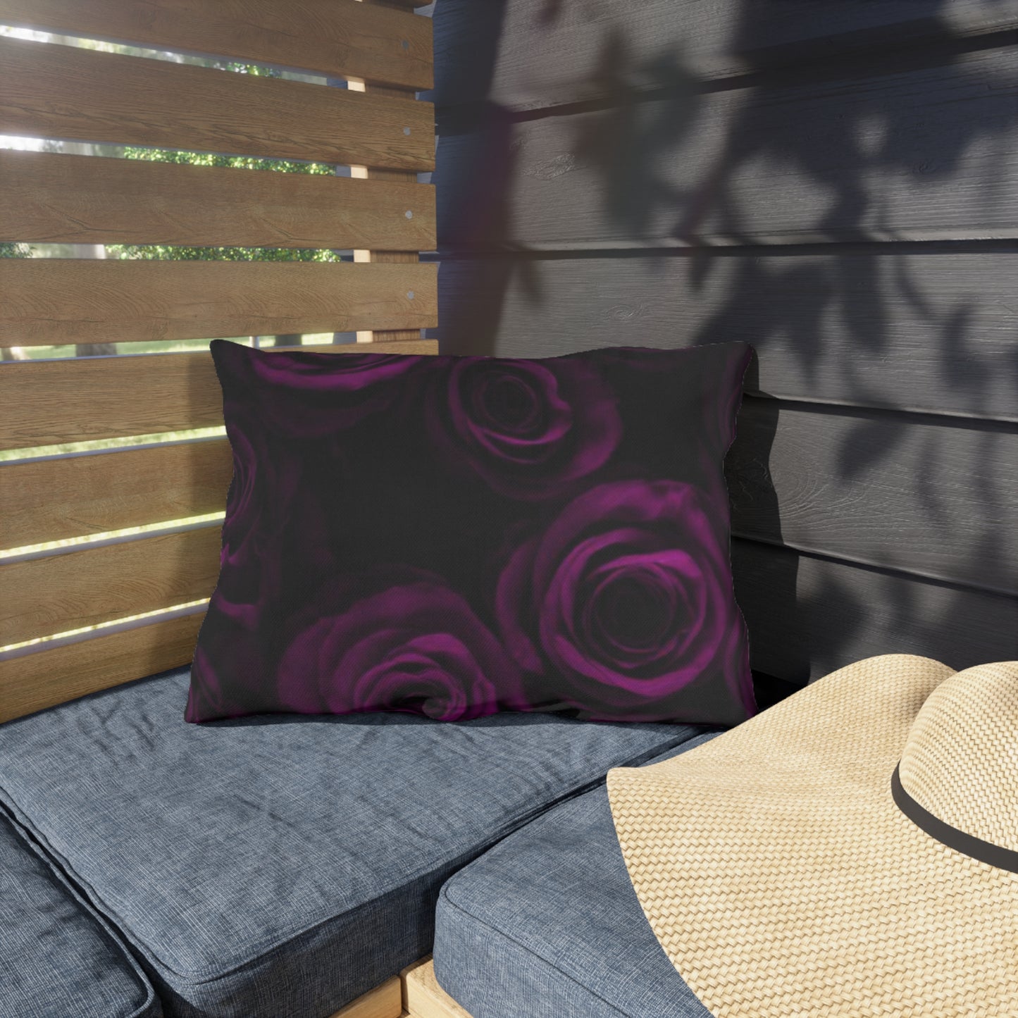 Dark Purple Roses Outdoor Pillow