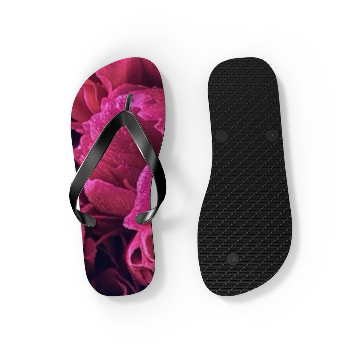 Magenta All Over Floral Design Flip Flops
