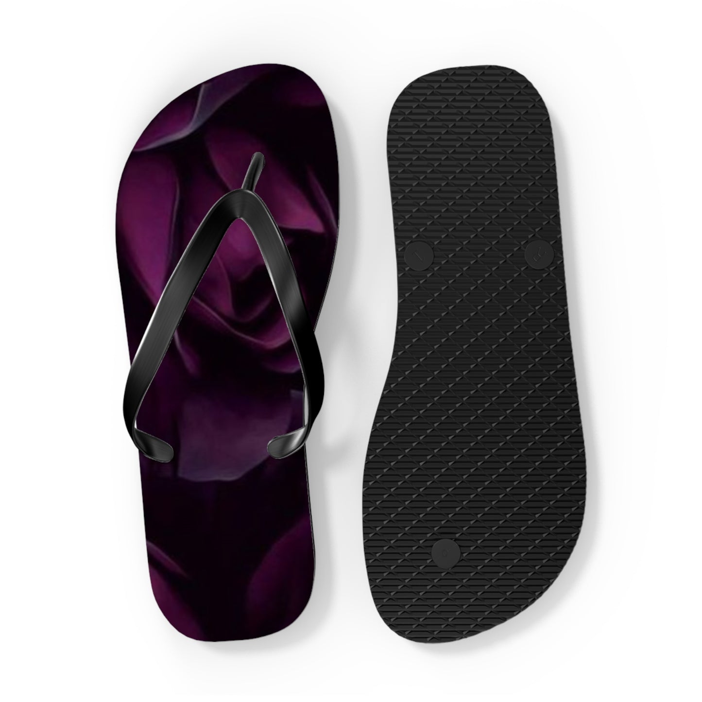 Dark Purple Floral Design Flip Flops
