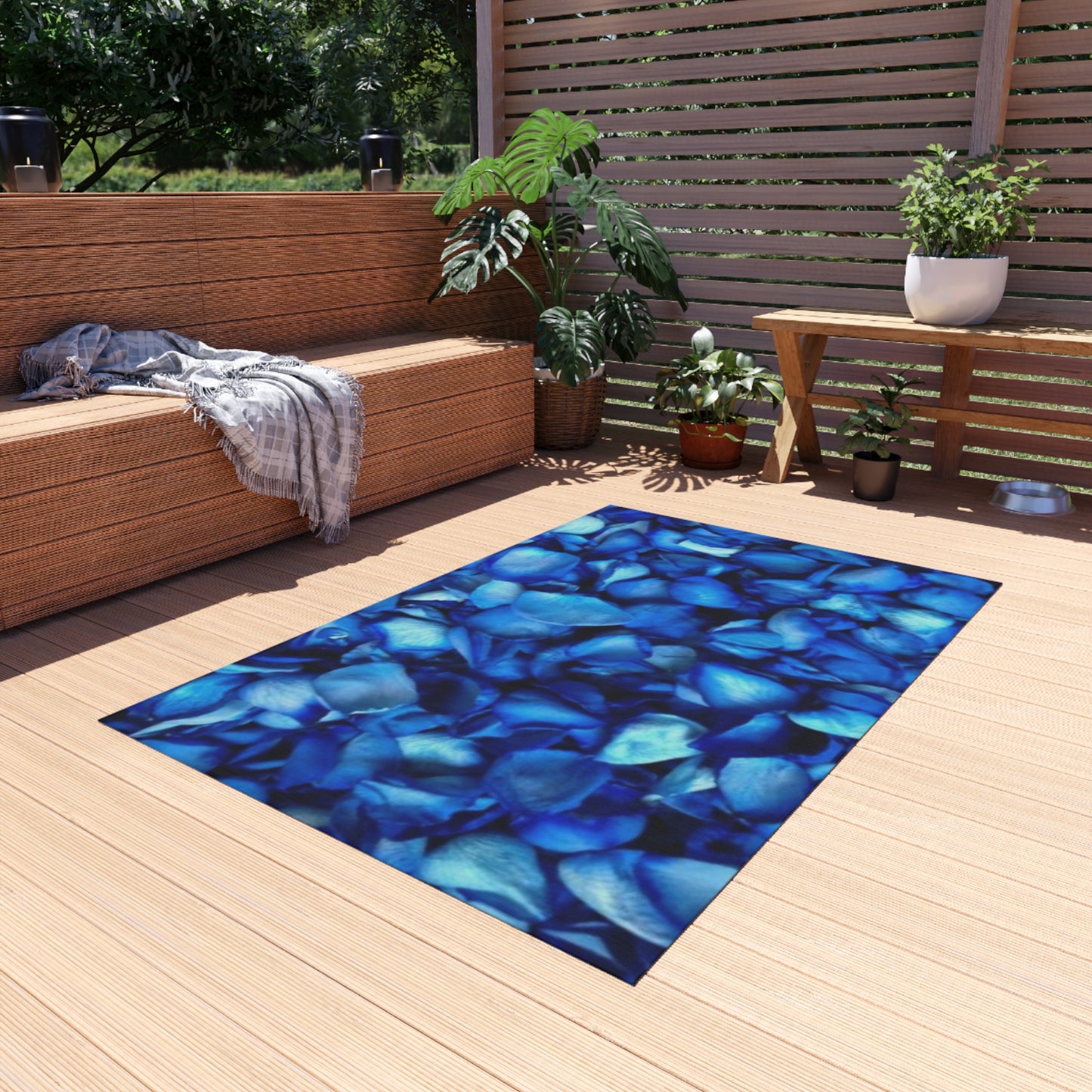 Blue Petals Outdoor Rug