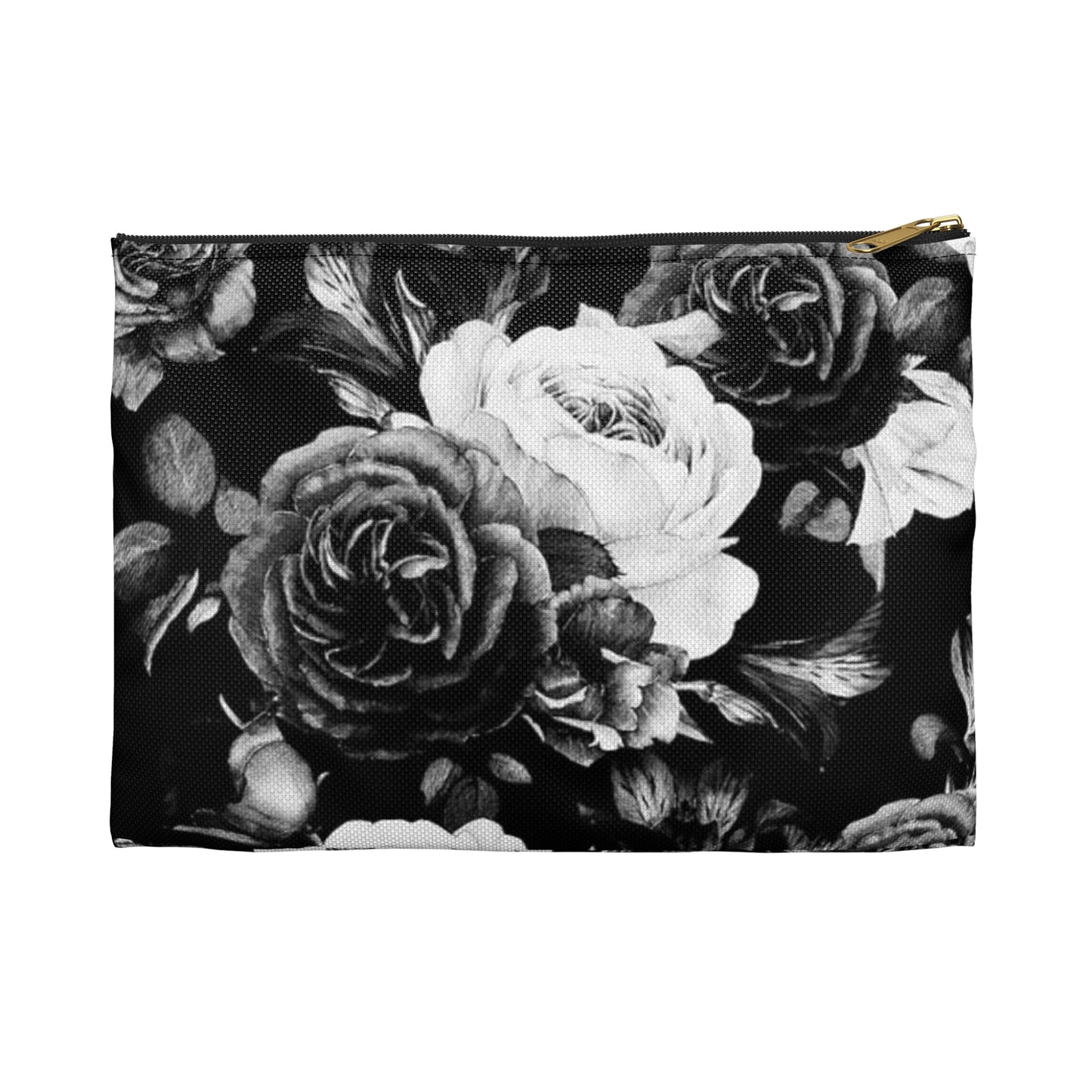 Black & White Floral Accessory Pouch – Elegant & Durable