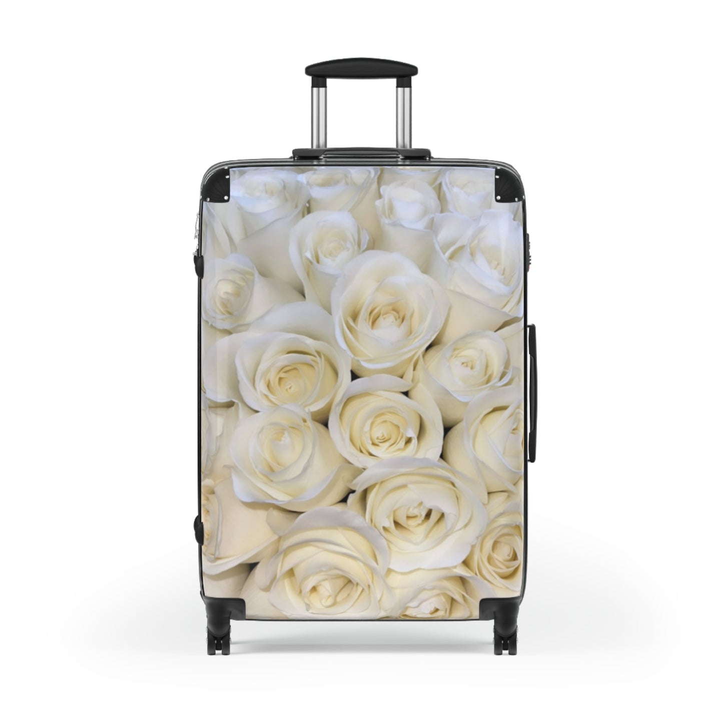 White Roses Floral Suitcase for Travelers – Clean & Organized