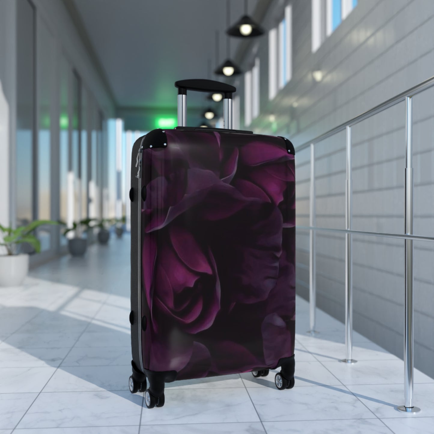 Dark Purple Floral Suitcase
