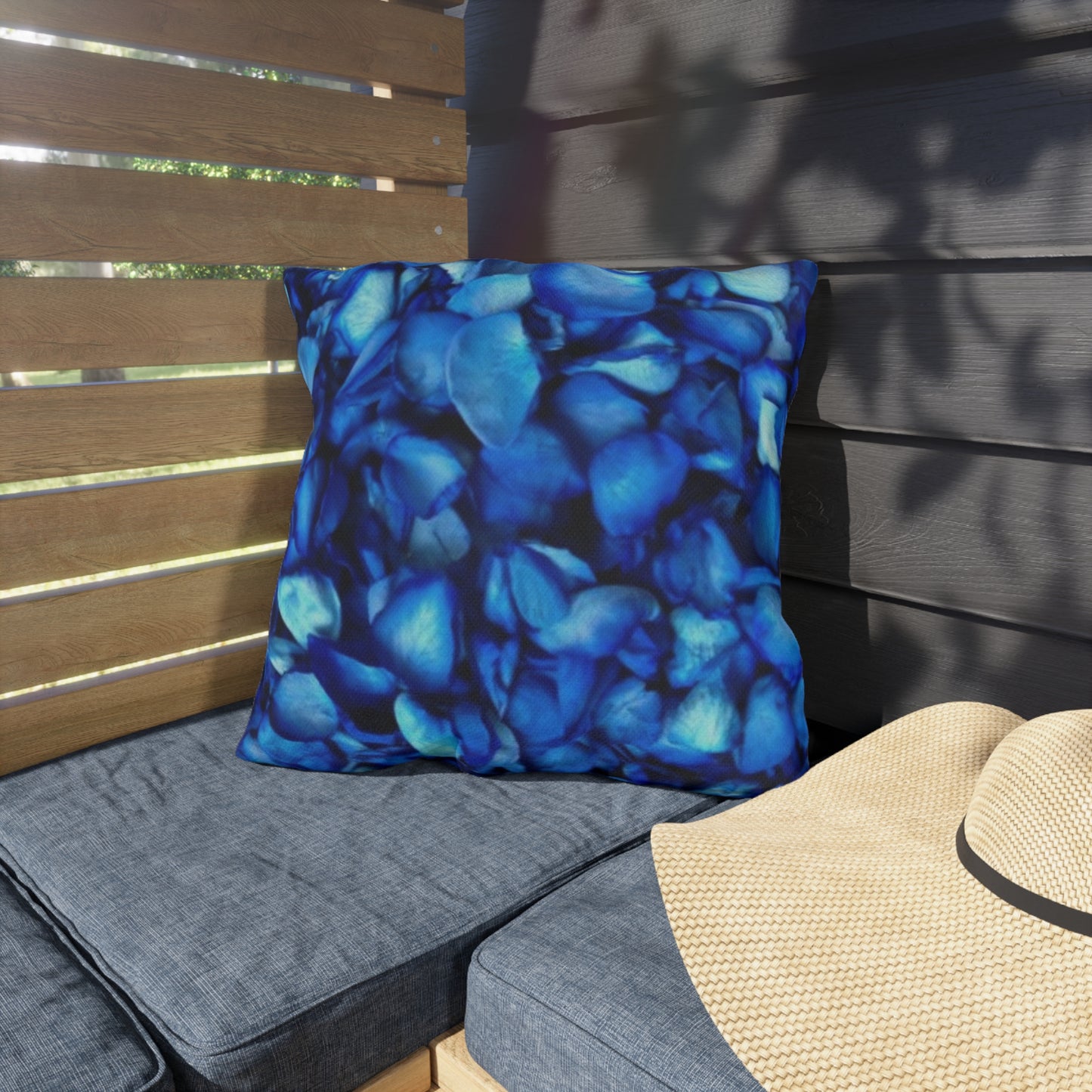 Blue Petals Outdoor Pillow