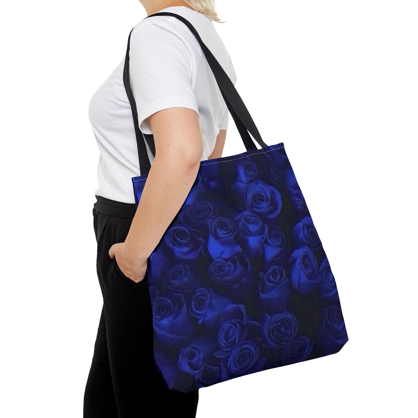 Dark Blue Roses Square Tote Bag