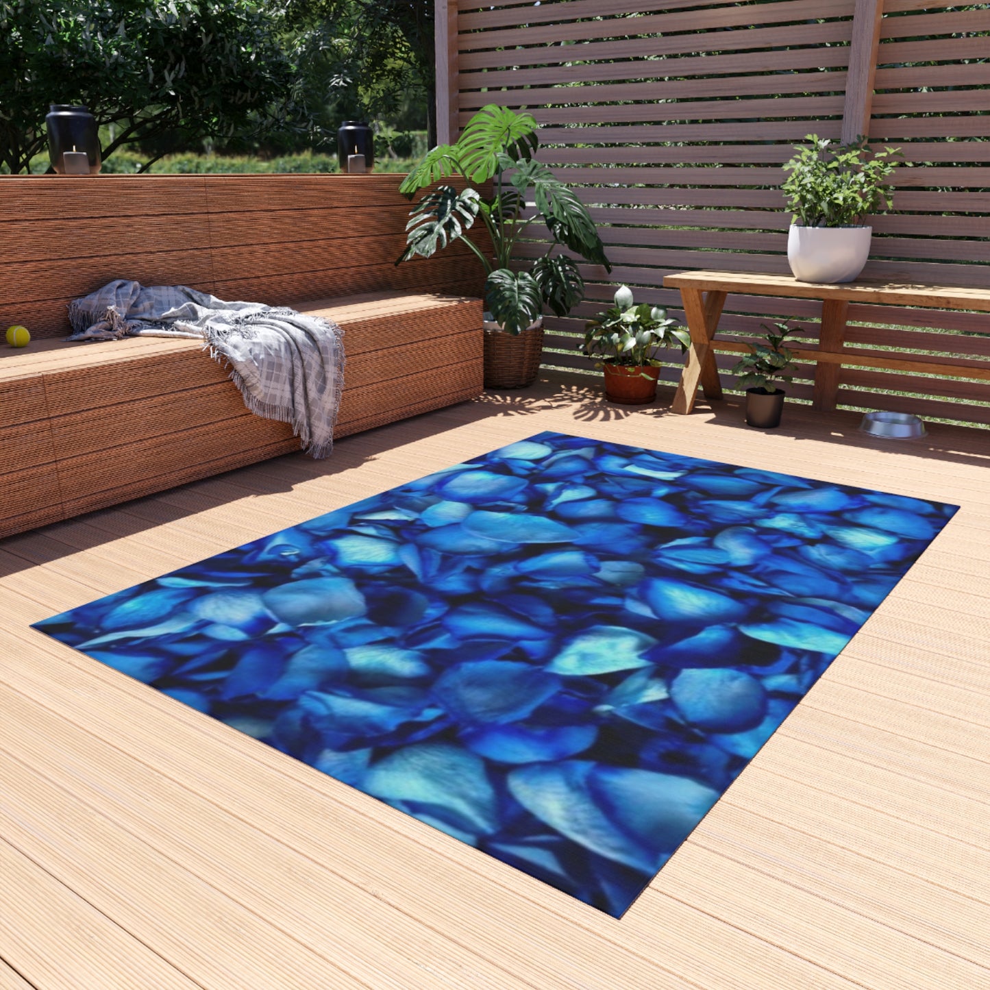 Blue Petals Outdoor Rug