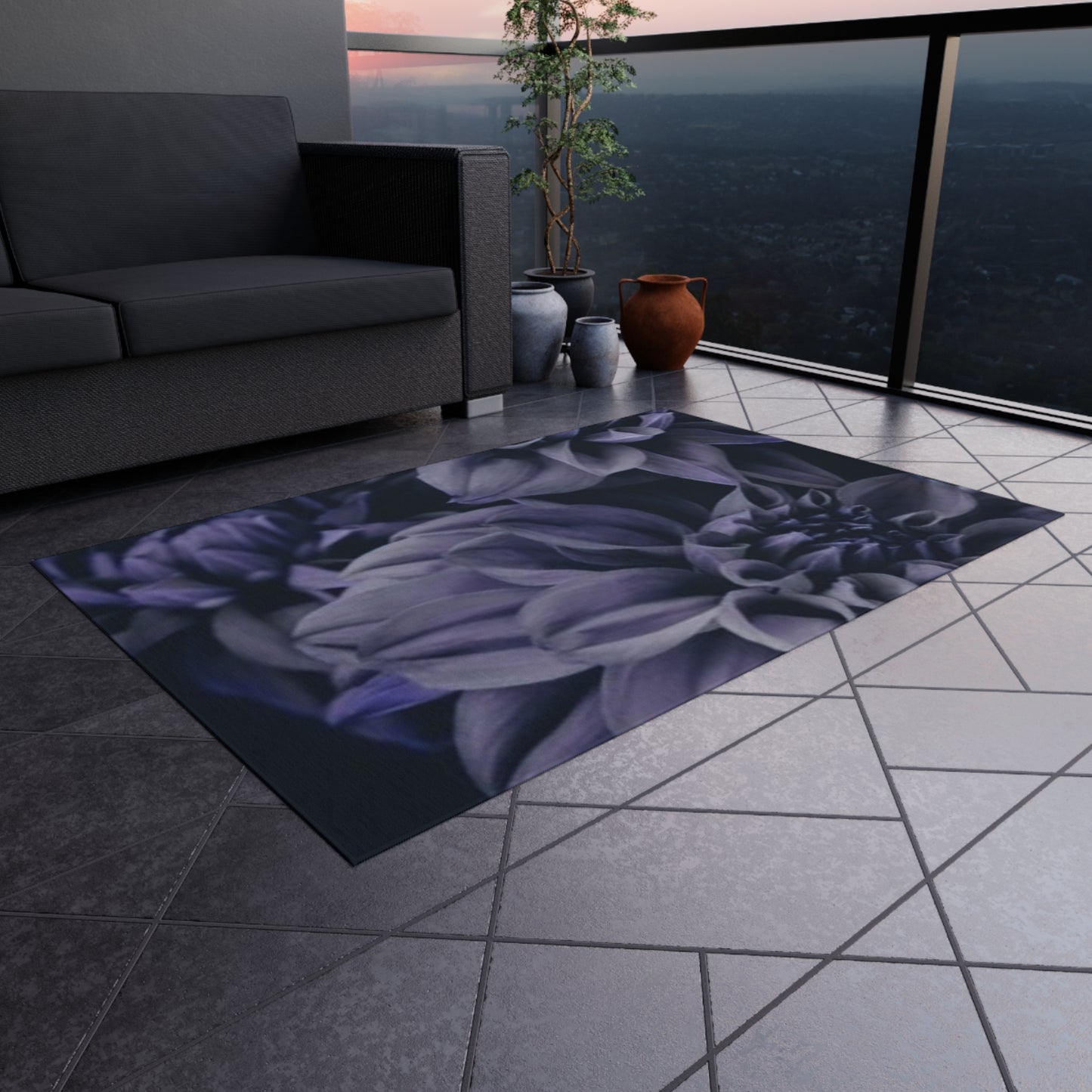 Blue Dahlia Outdoor Rug