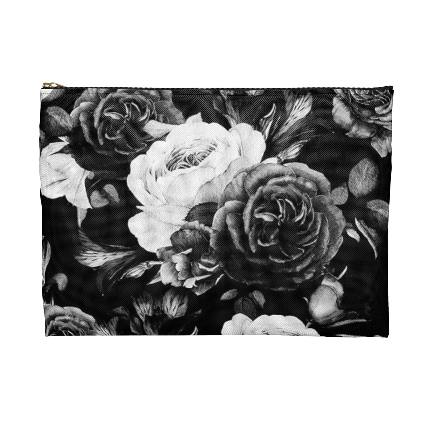 Black & White Floral Accessory Pouch – Elegant & Durable