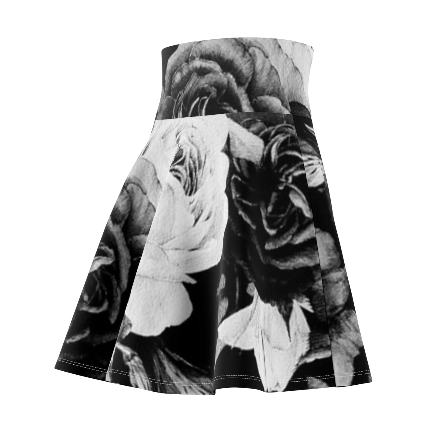 Black & White Floral Skater Skirt