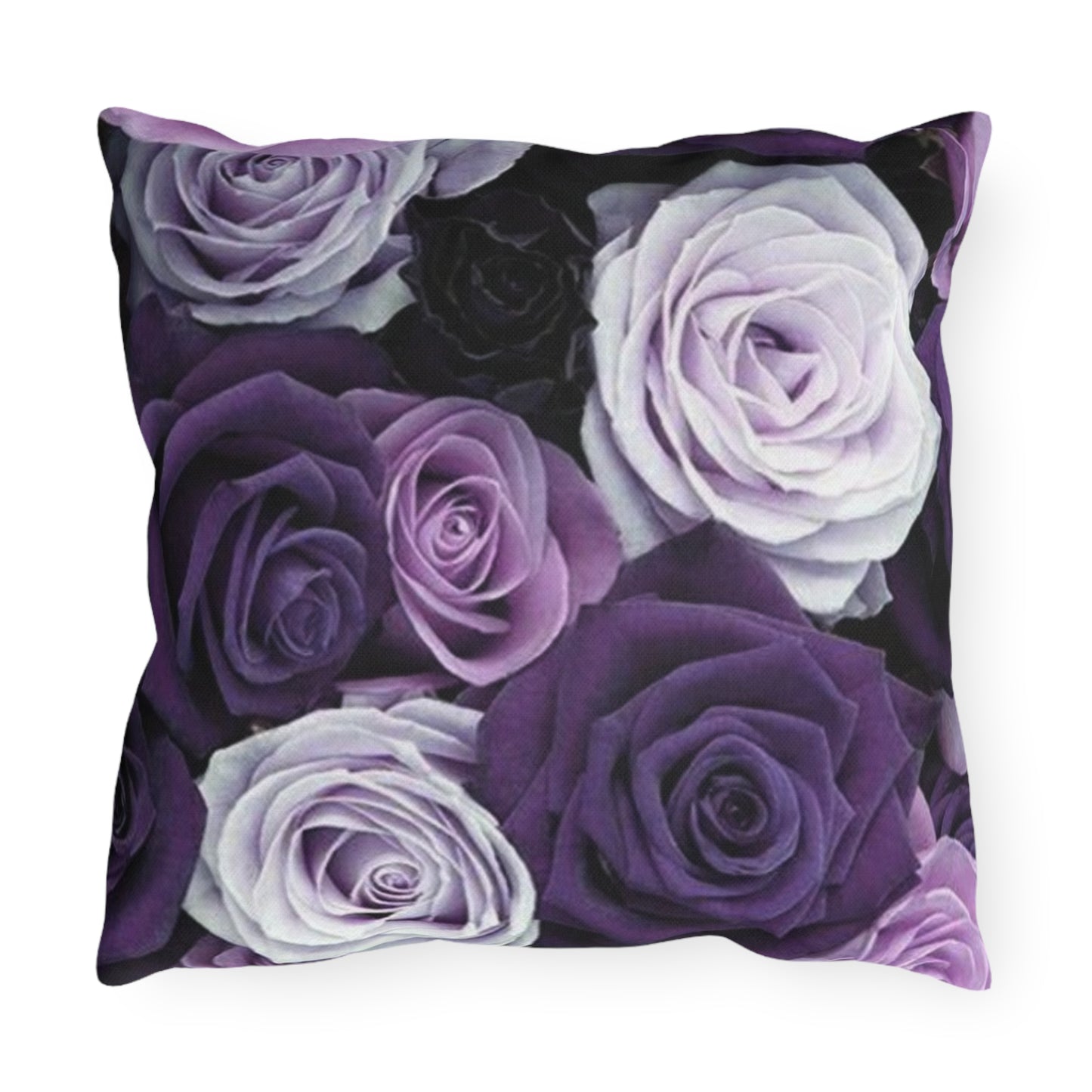 Purple Roses Floral Outdoor Pillow