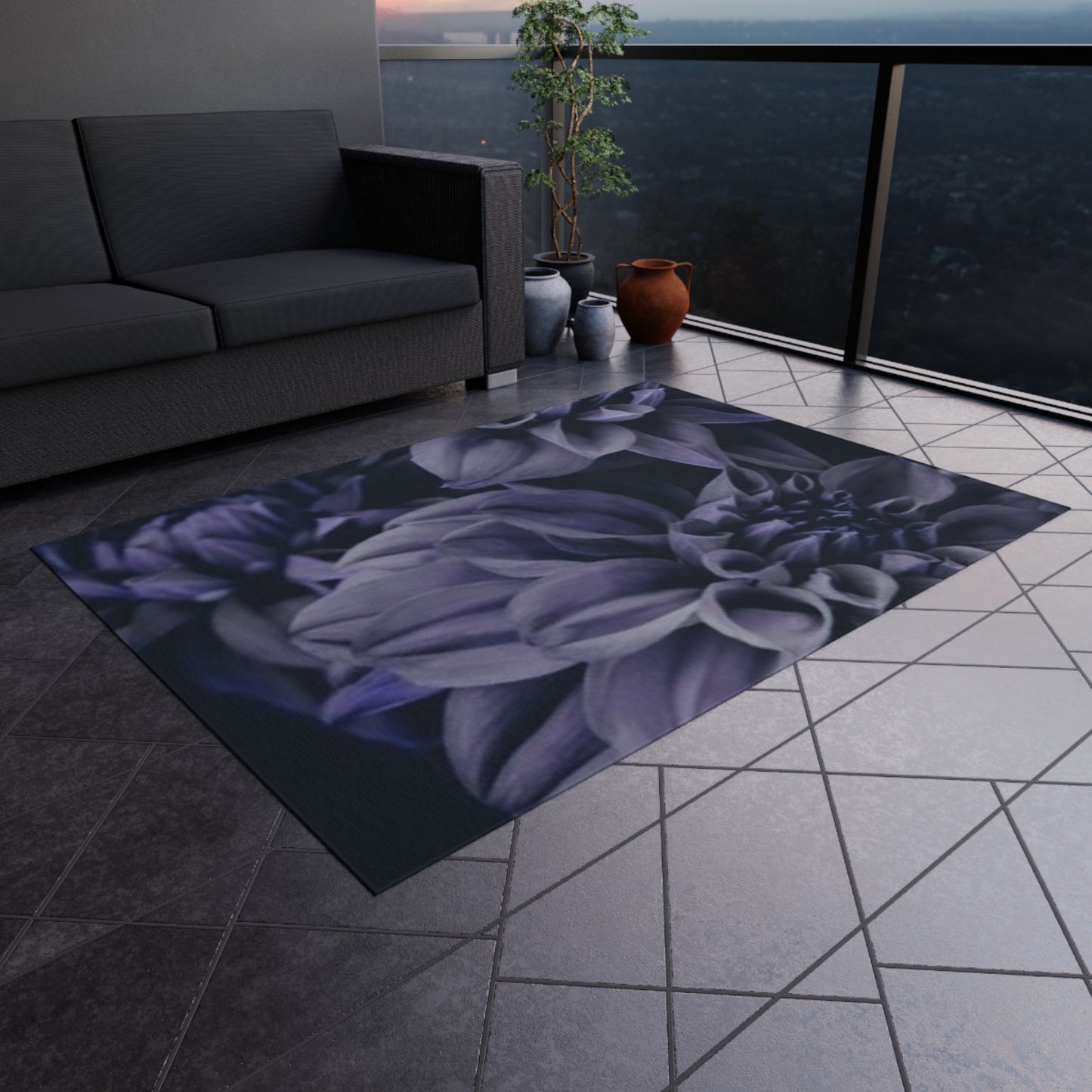 Blue Dahlia Outdoor Rug