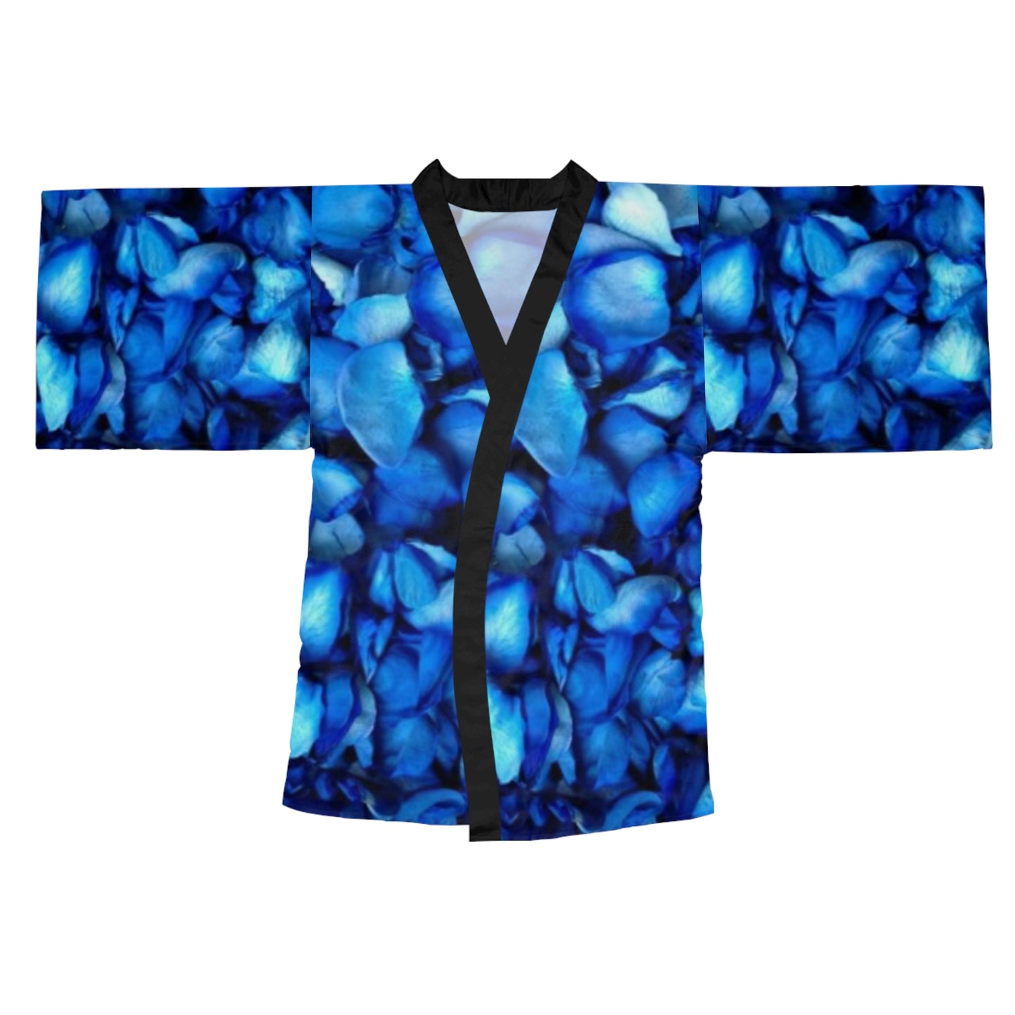 Blue Petals Floral Japanese Style Kimono Robe