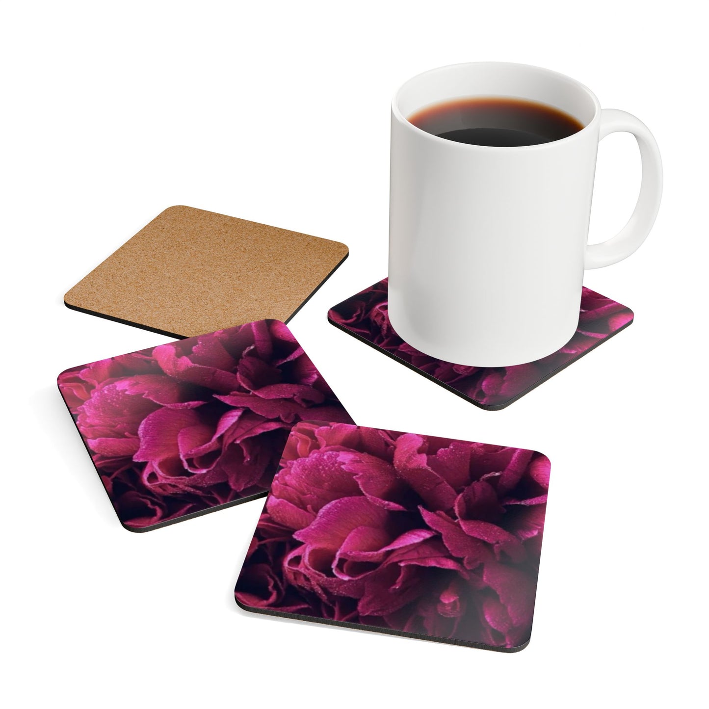 Magenta Floral Drink Coasters For Table