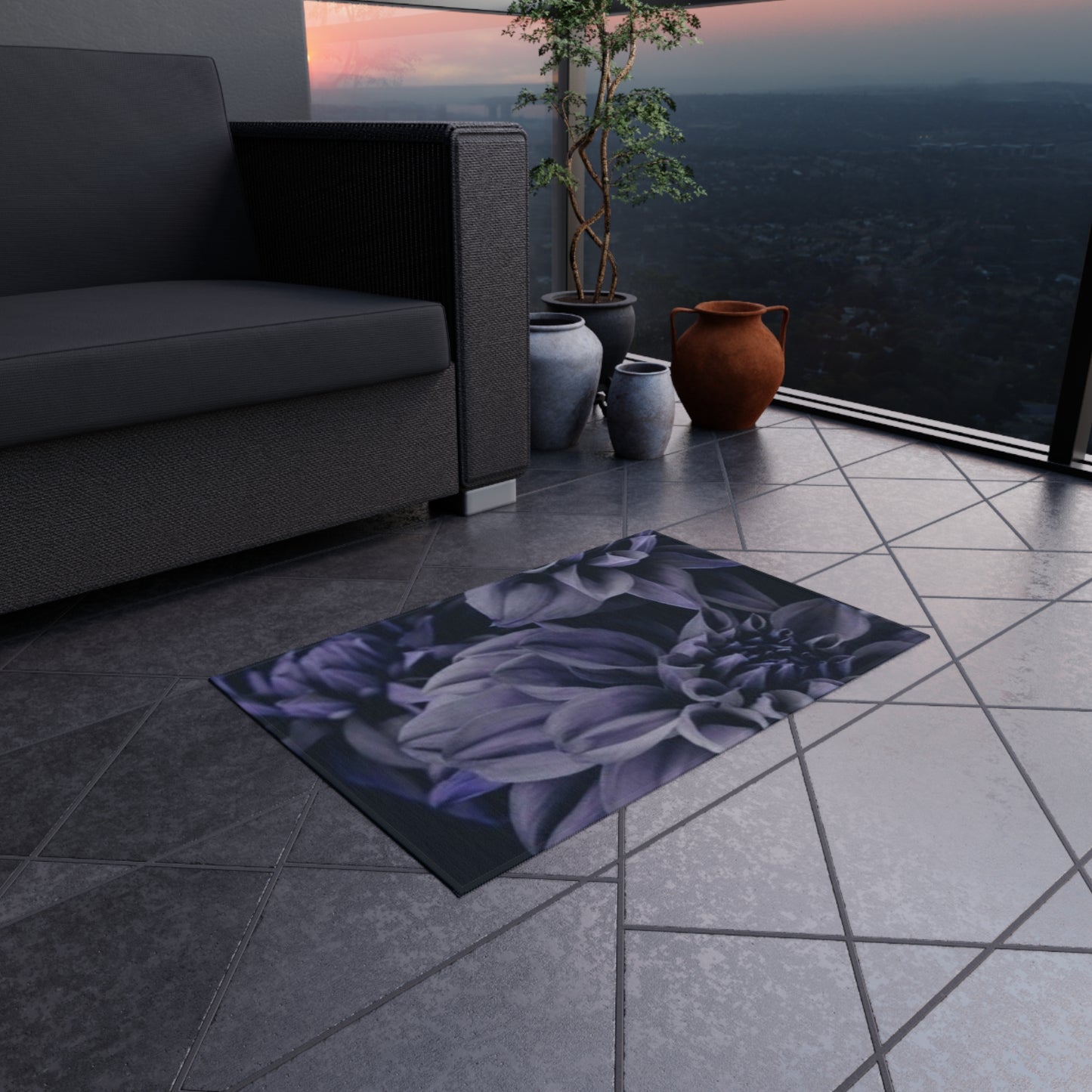 Blue Dahlia Outdoor Rug