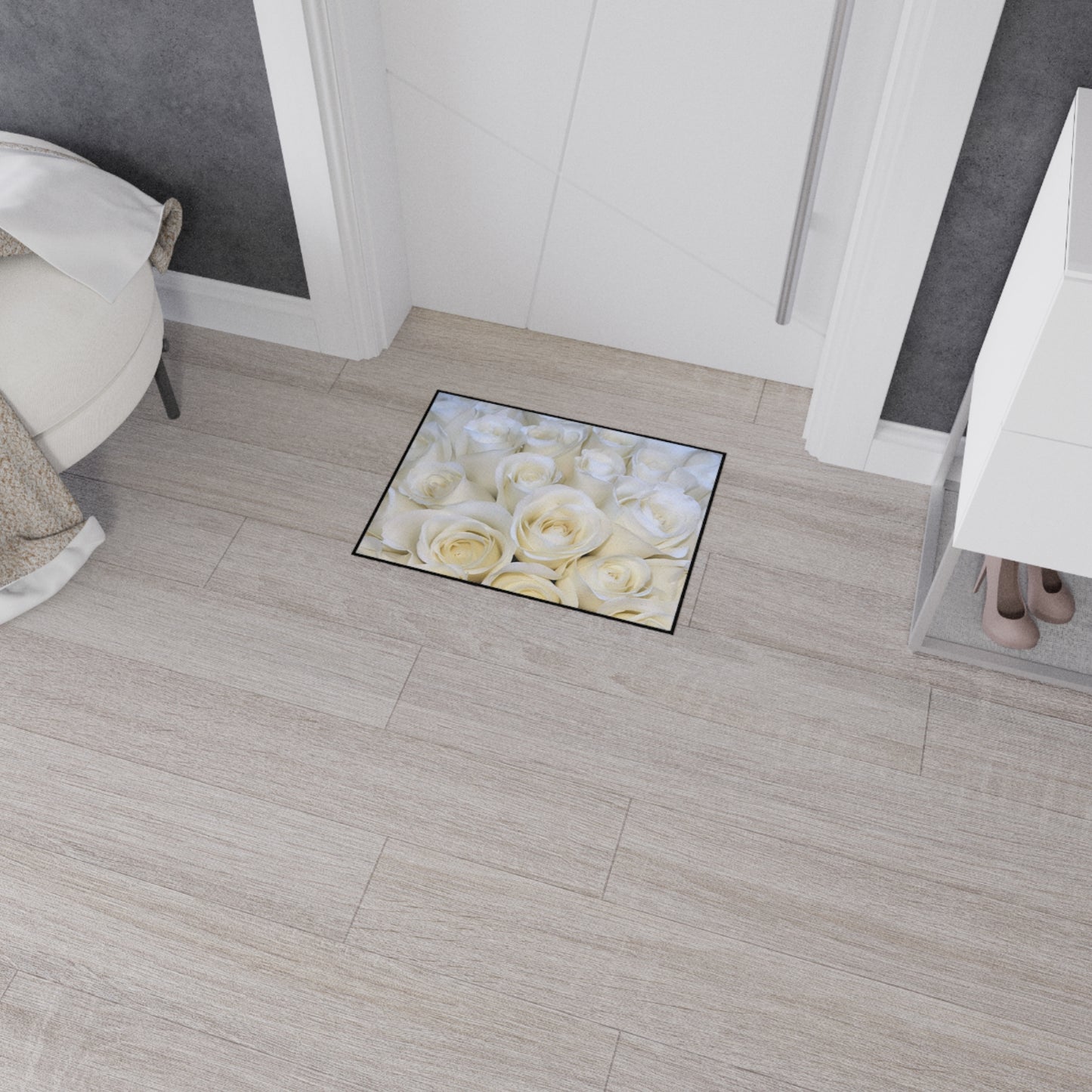 White Roses Heavy Duty Floor Mat