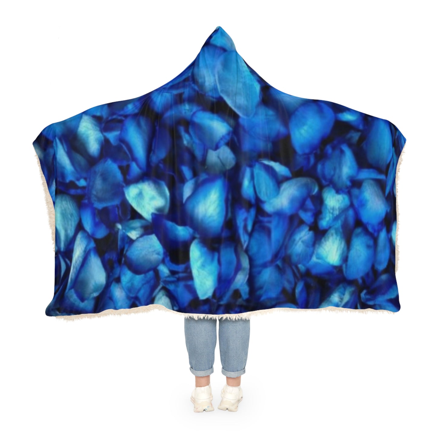 Blue Petals Floral Hooded Blanket – Chill-Ready Style
