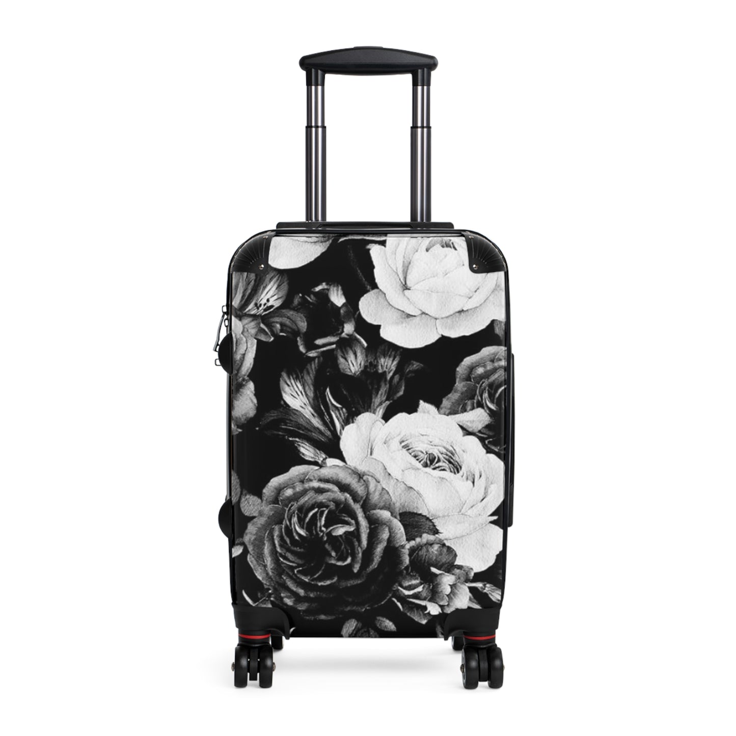 Black & White Floral Suitcase for Travelers – Stylish & Durable
