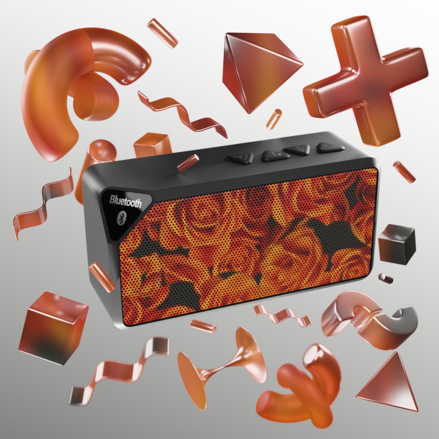 Portable Floral Bluetooth Speaker – Orange Roses Design