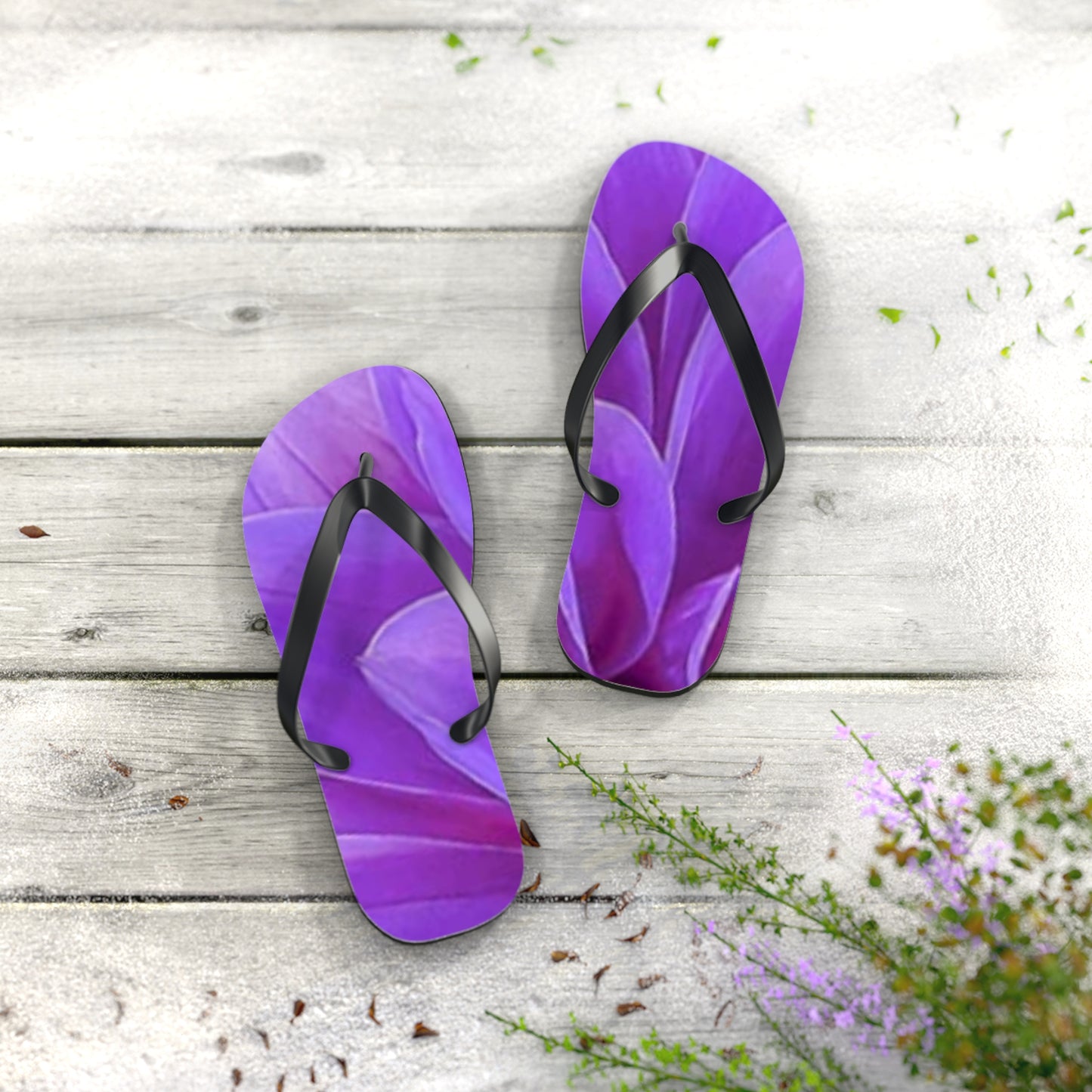 Purple Dahlia Flip Flops