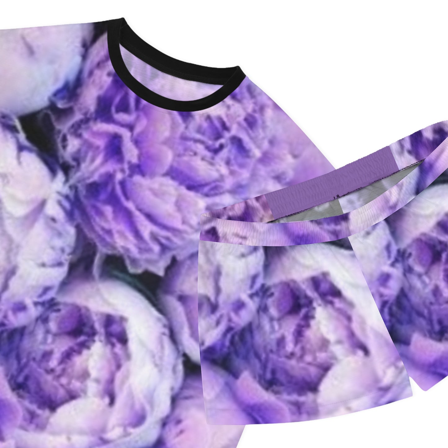 Purple Peony Floral Pajama Set for Women