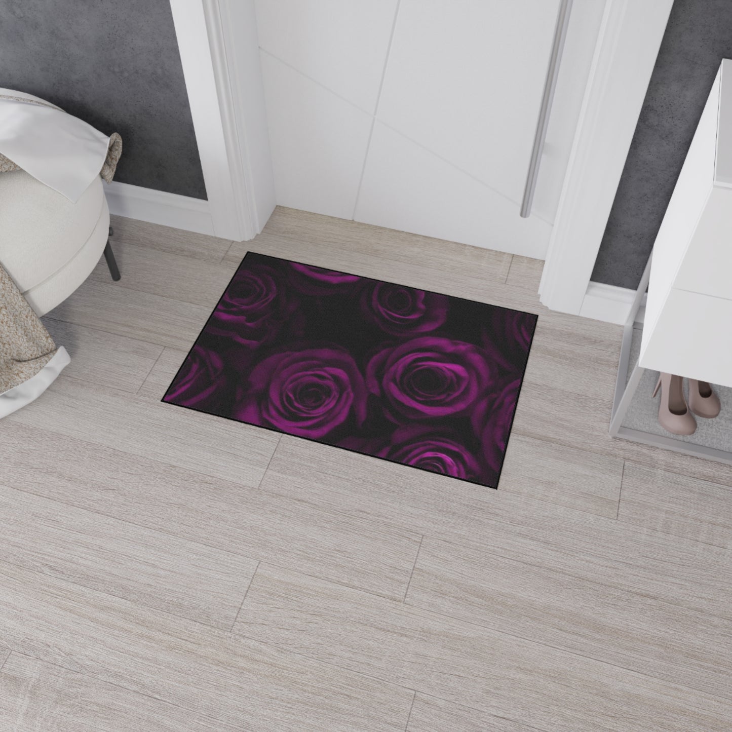 Dark Purple Roses Heavy Duty Floor Mat