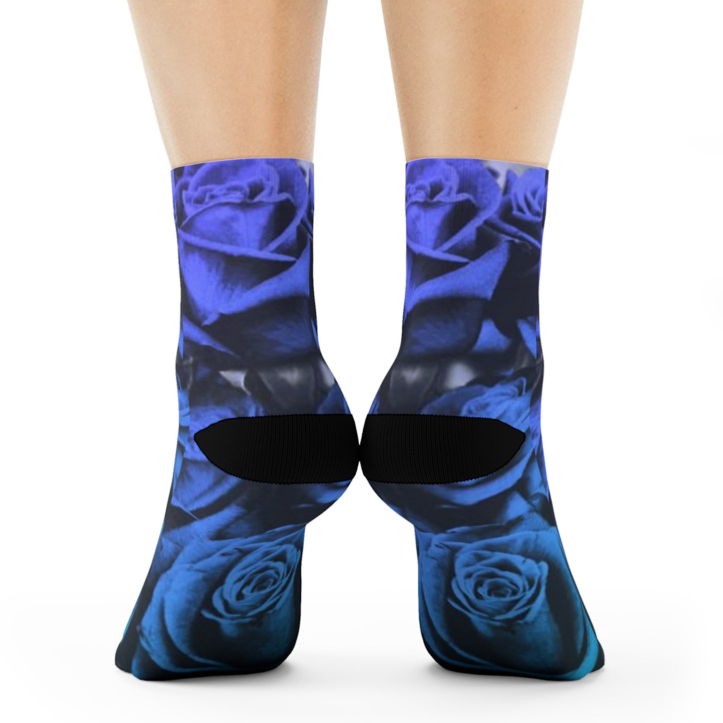 Blue Roses Crew Socks
