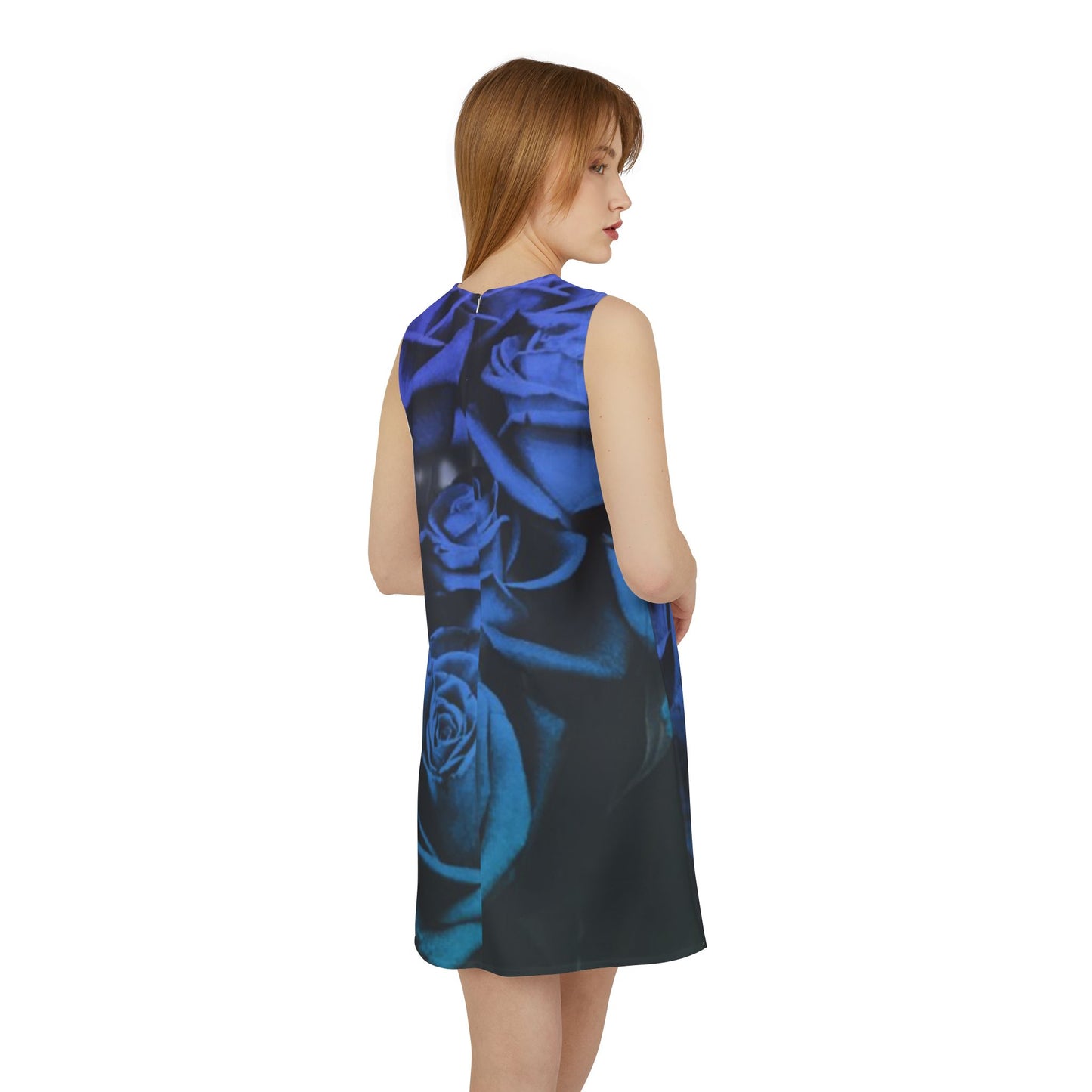 Blue Roses Sleeveless Dress