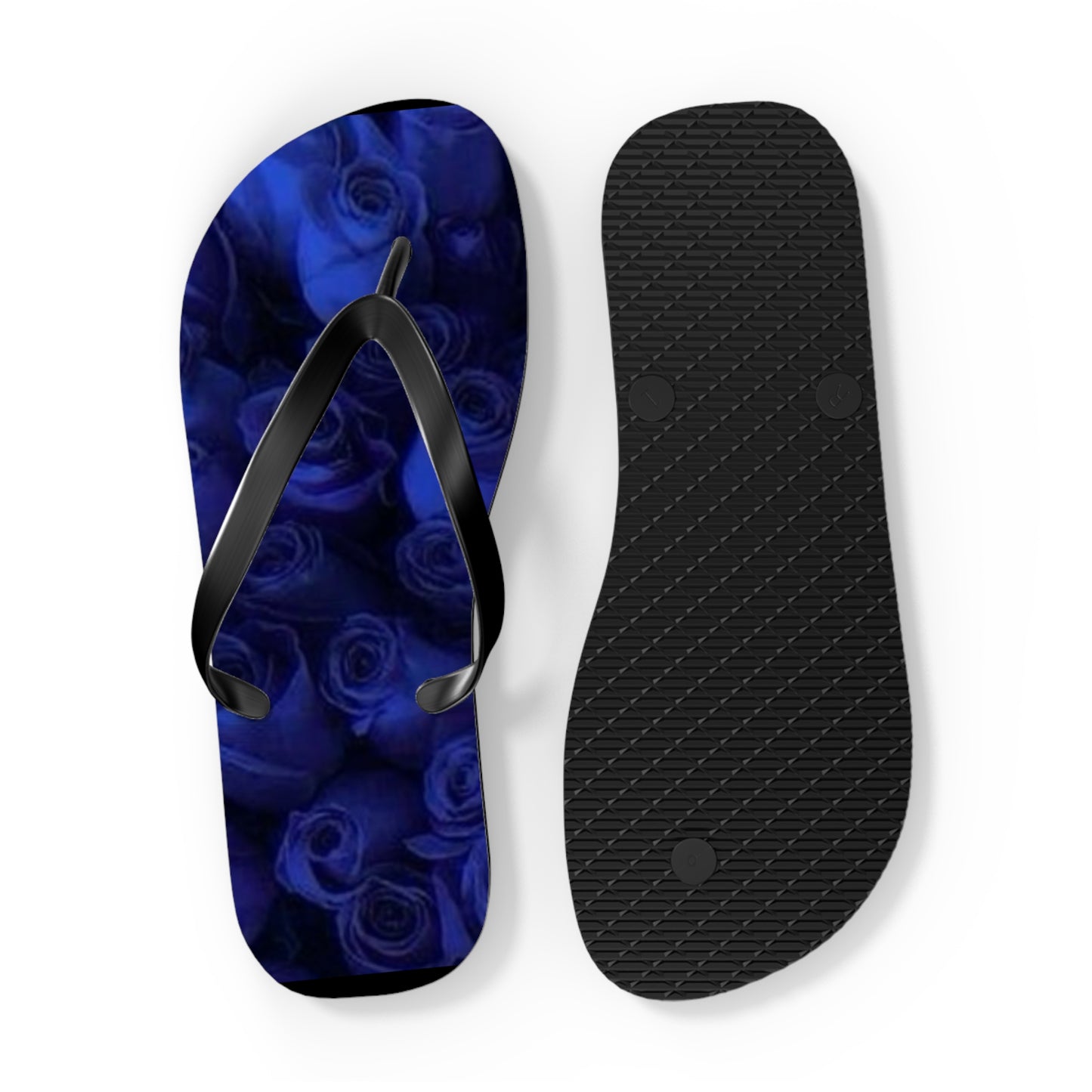Dark Blue Roses Flip Flops