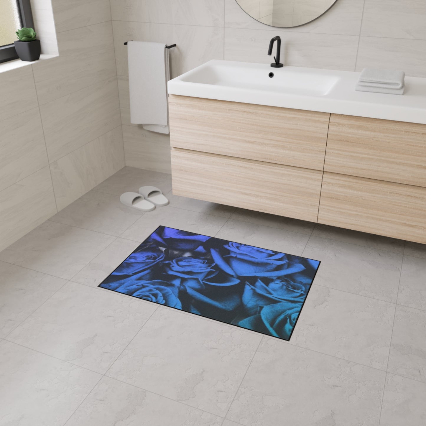 Blue Roses Heavy Duty Floor Mat