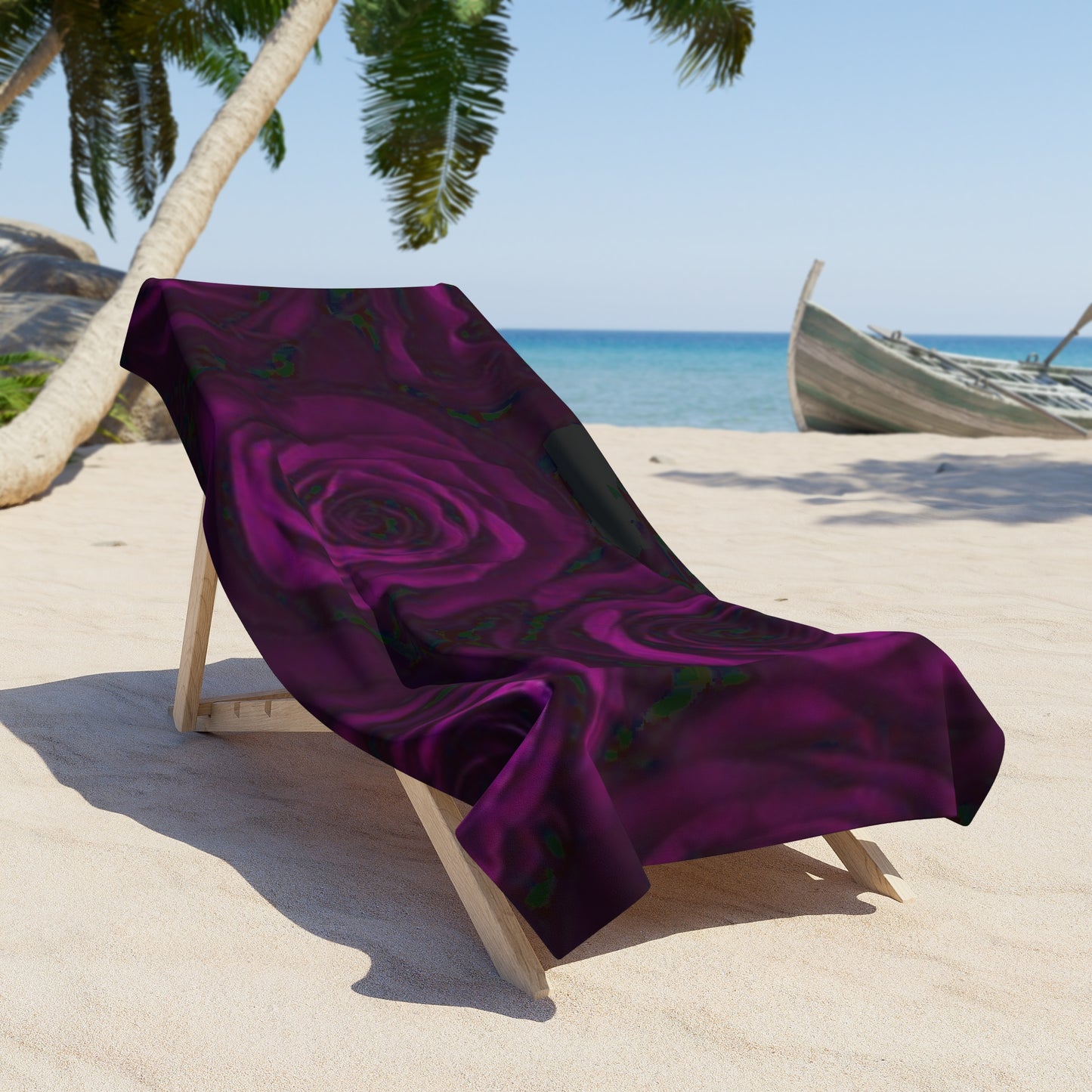 Dark Purple Roses Beach Towel