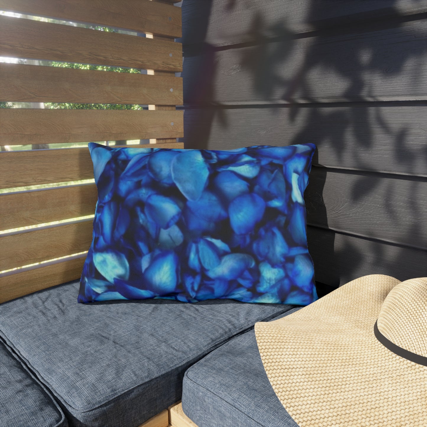 Blue Petals Outdoor Pillow